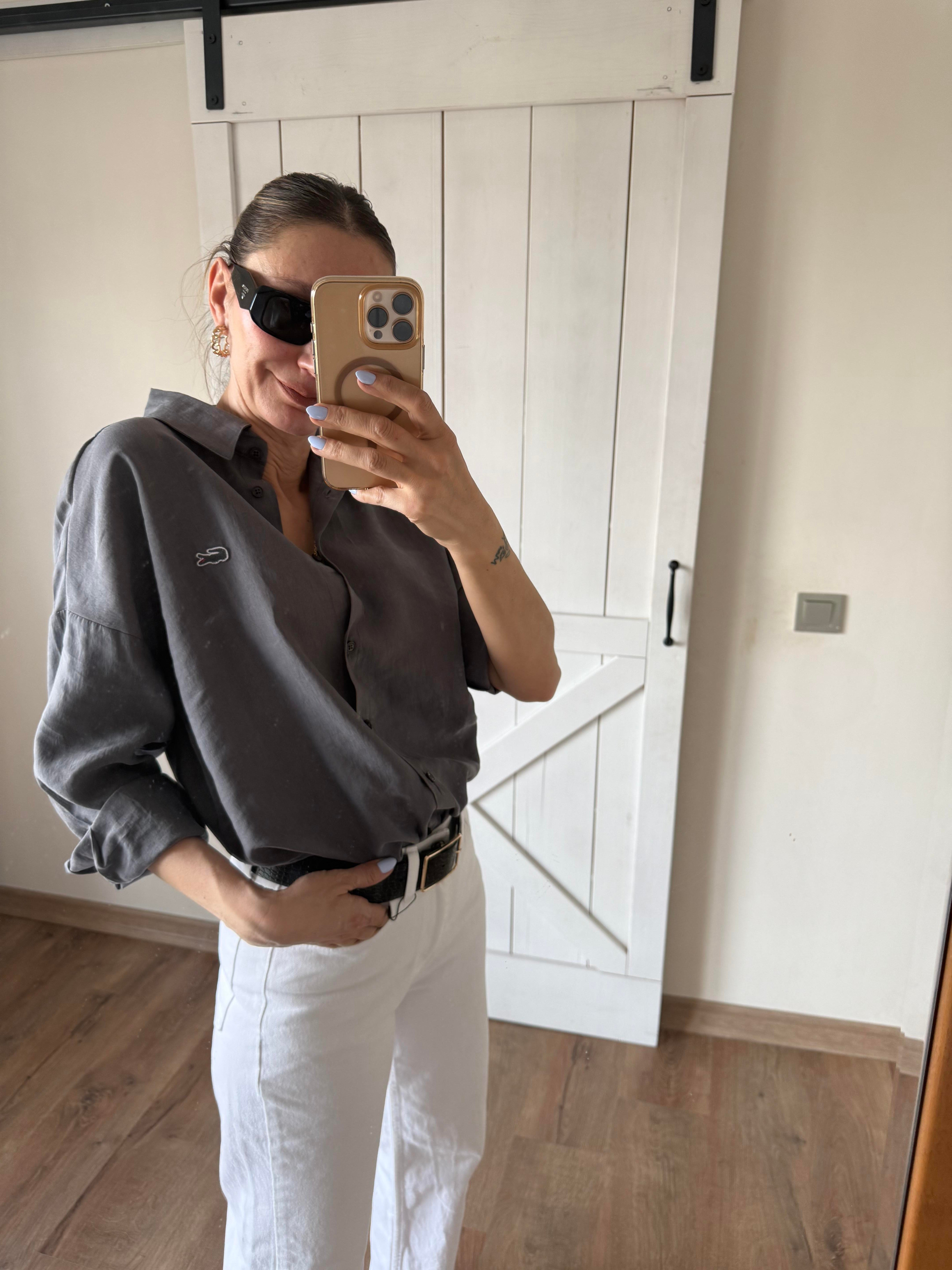 Tensel Gri Logolu Gömlek