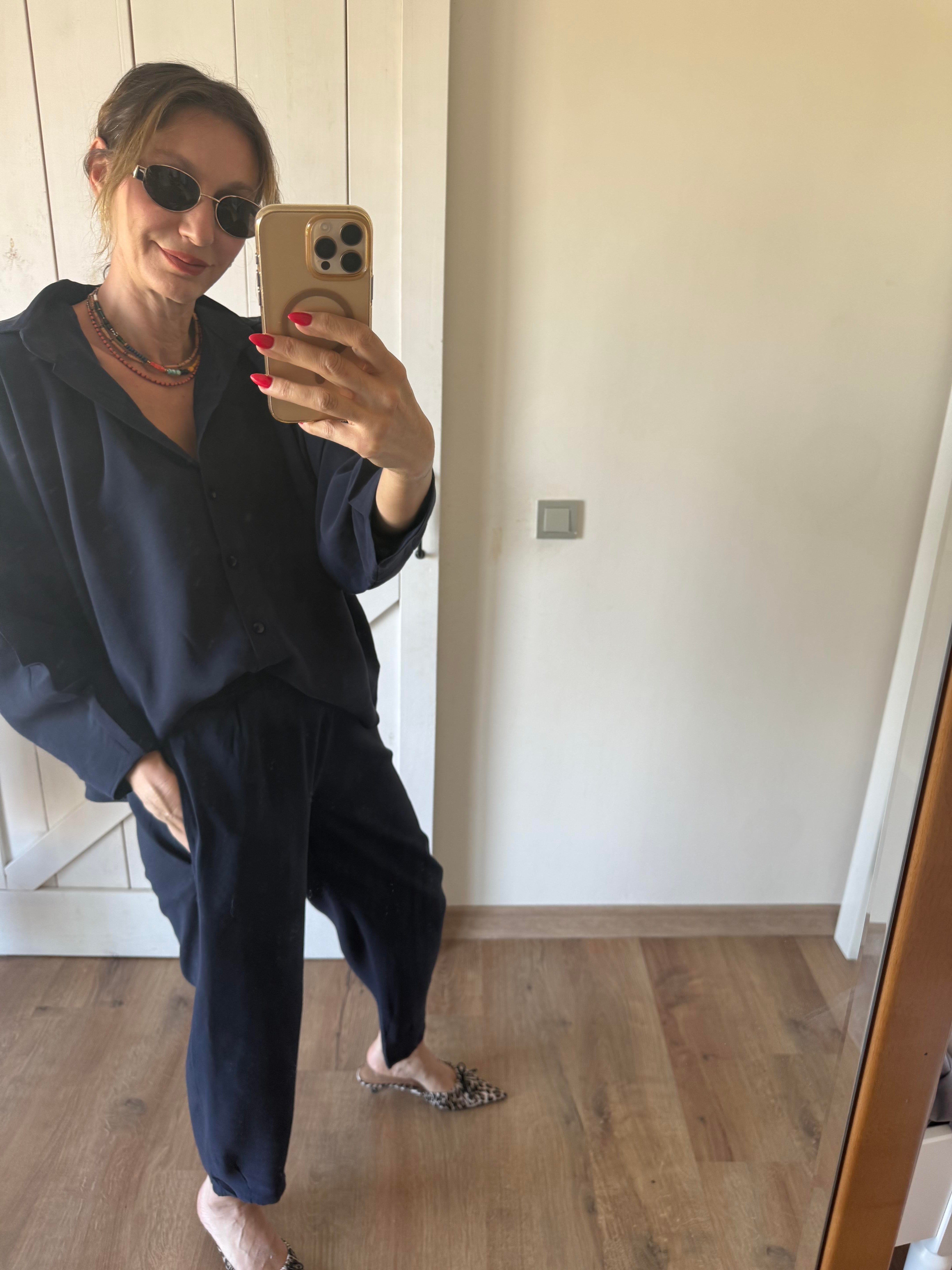 Tensel Laci Pens Dikişli Gömlek Pantolon Takım 