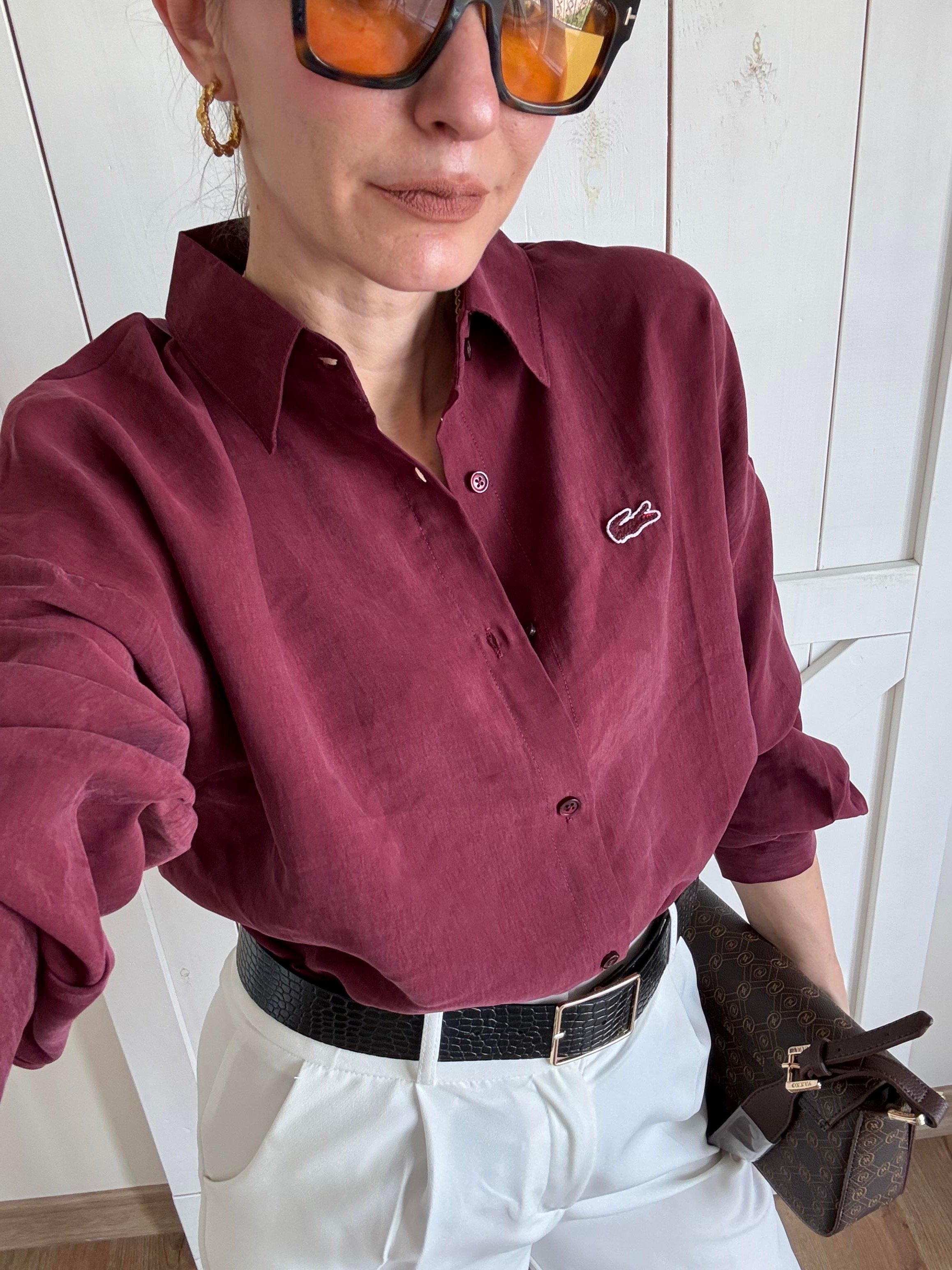 Tensel Logolu Bordo Gömlek