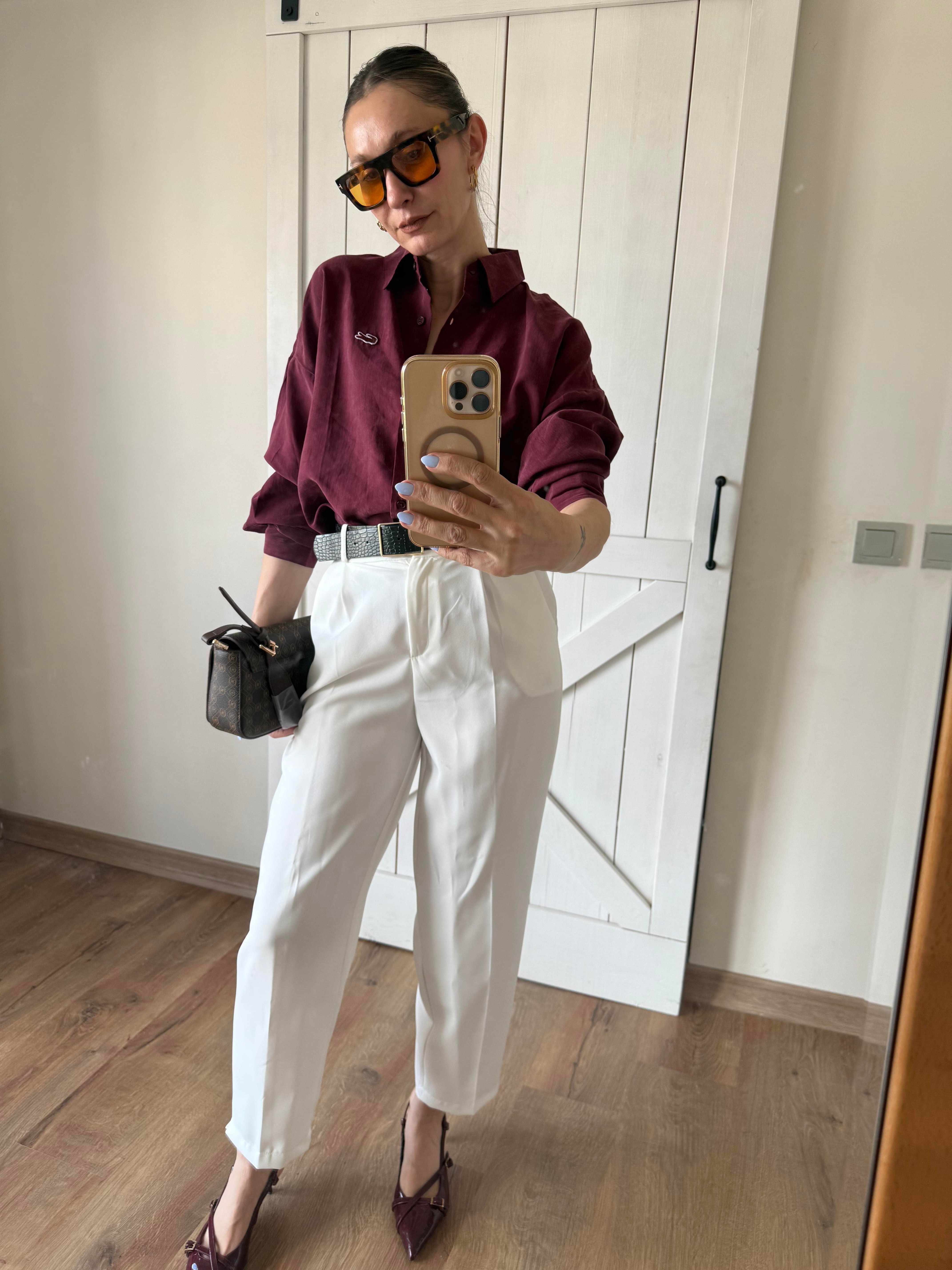 Tensel Logolu Bordo Gömlek