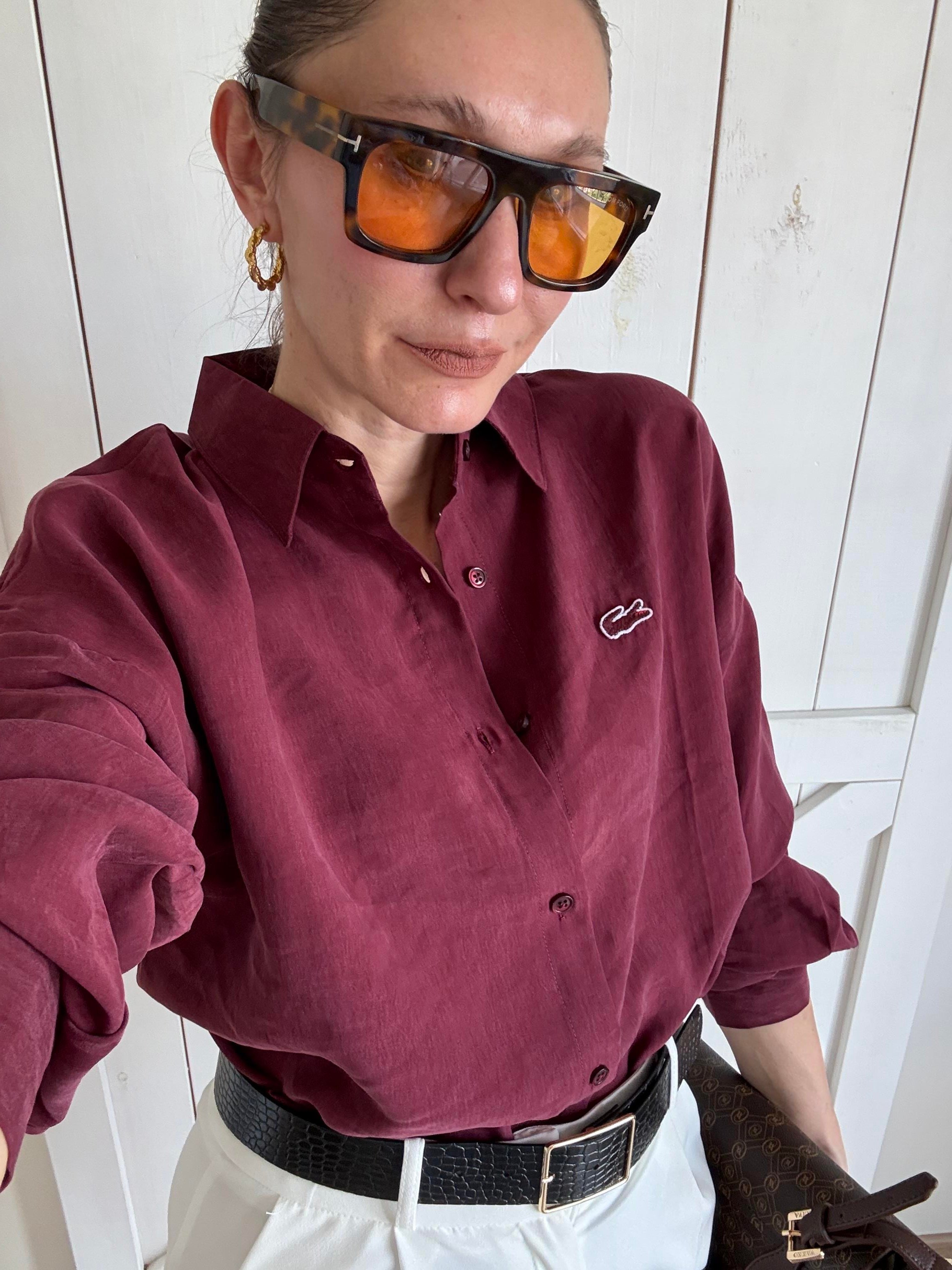 Tensel Logolu Bordo Gömlek