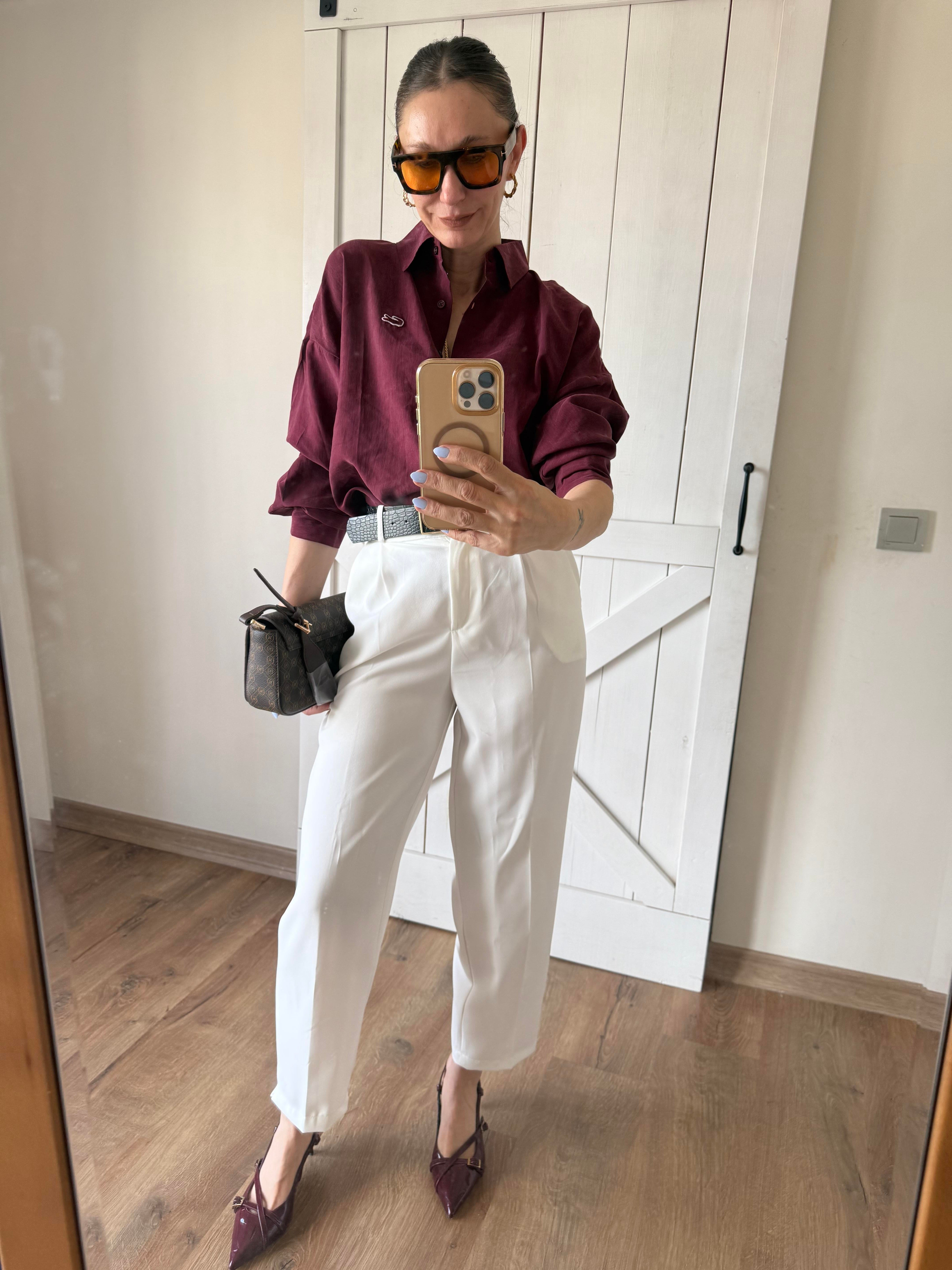 Tensel Logolu Bordo Gömlek