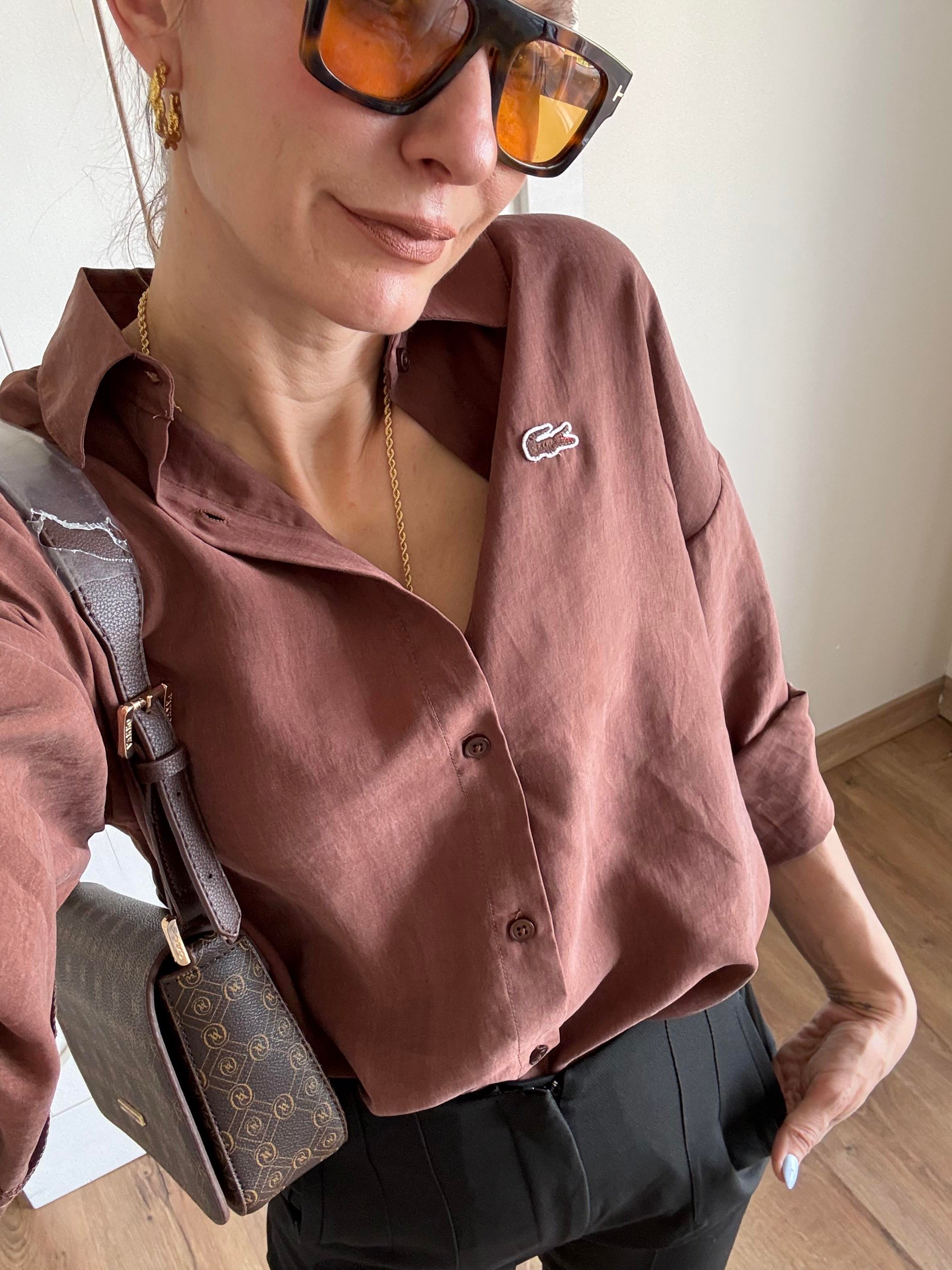 Tensel Logolu Kahve Gömlek