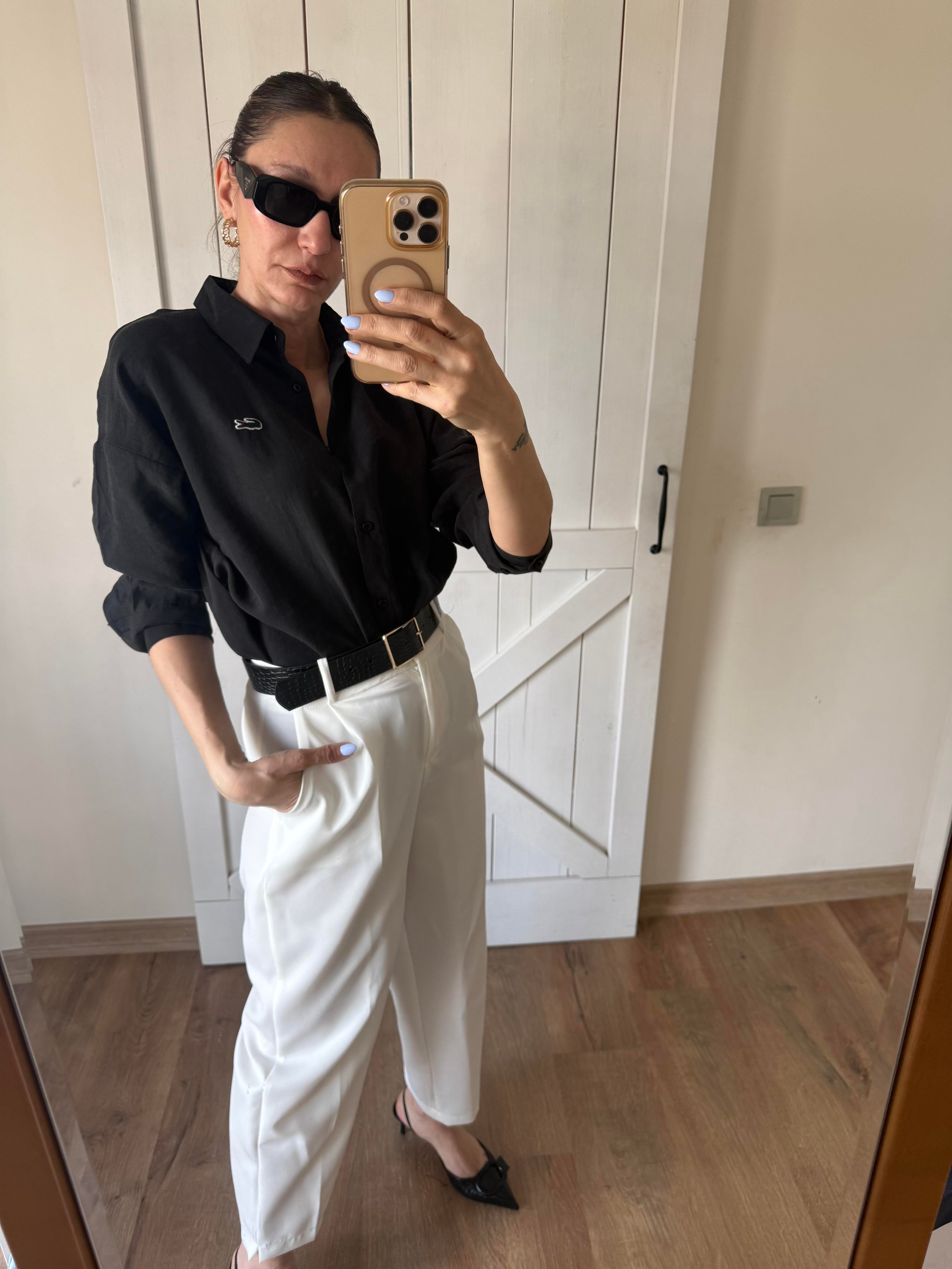 Tensel Logolu Siyah Gömlek