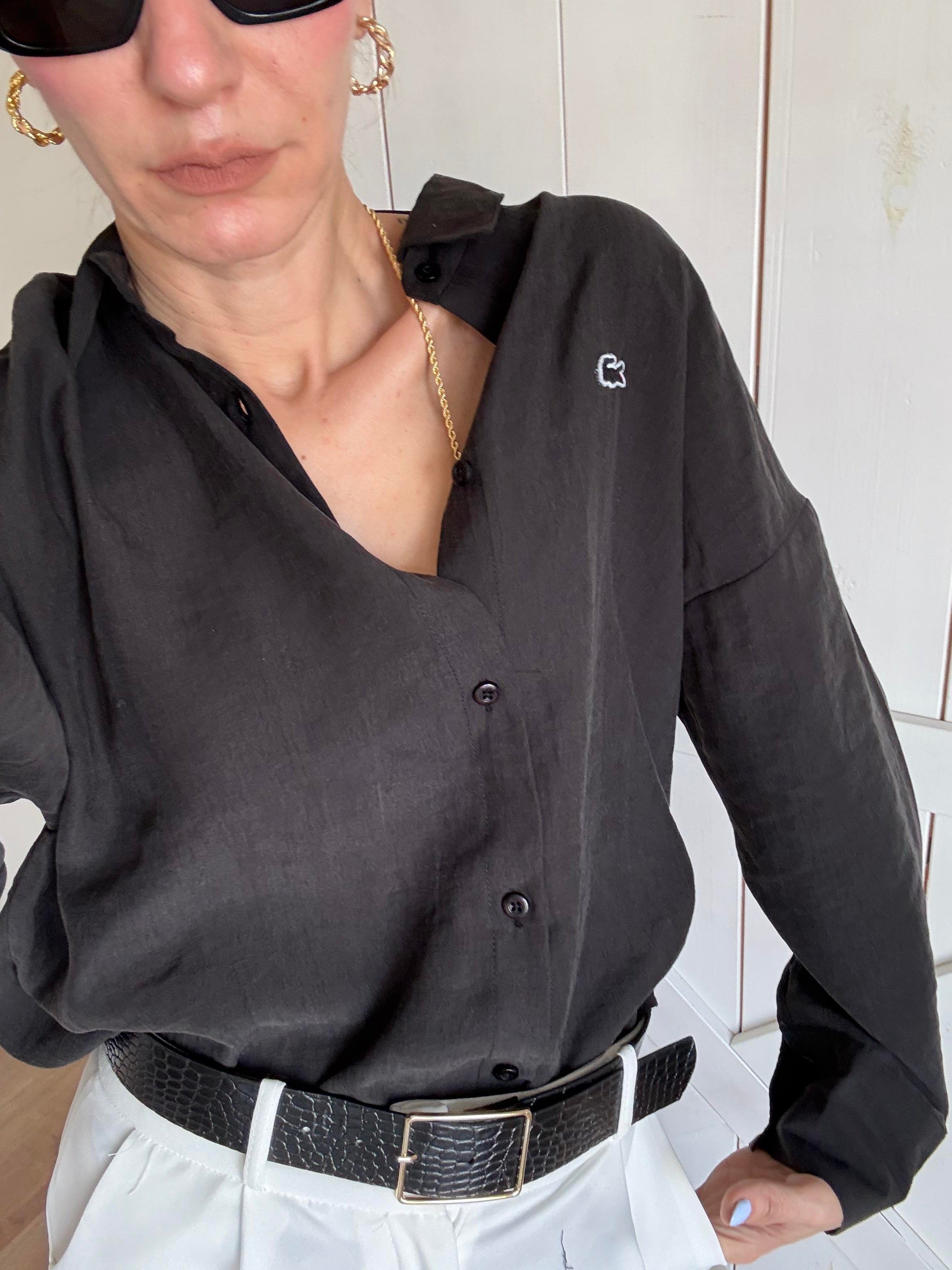 Tensel Logolu Siyah Gömlek