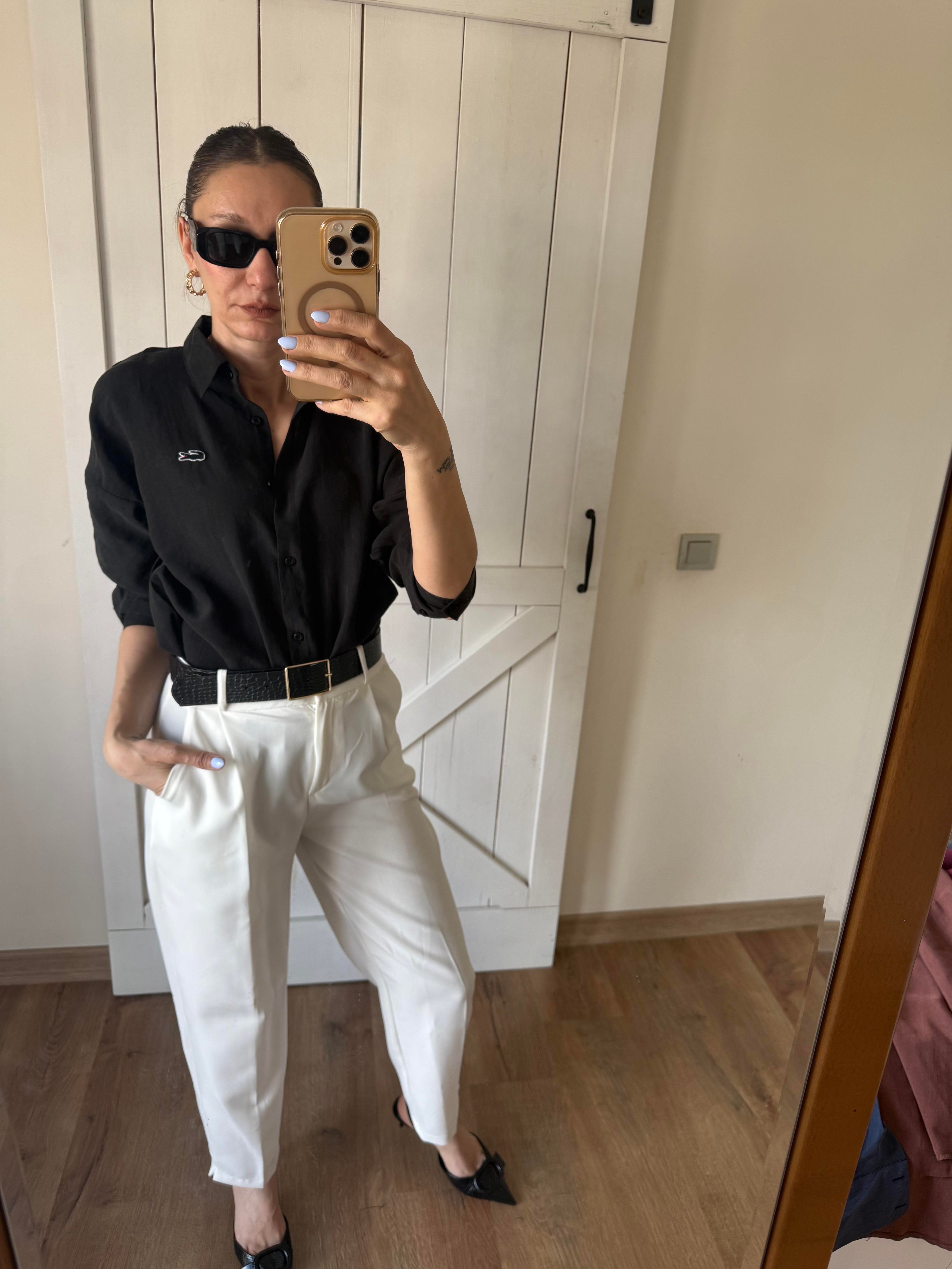 Tensel Logolu Siyah Gömlek