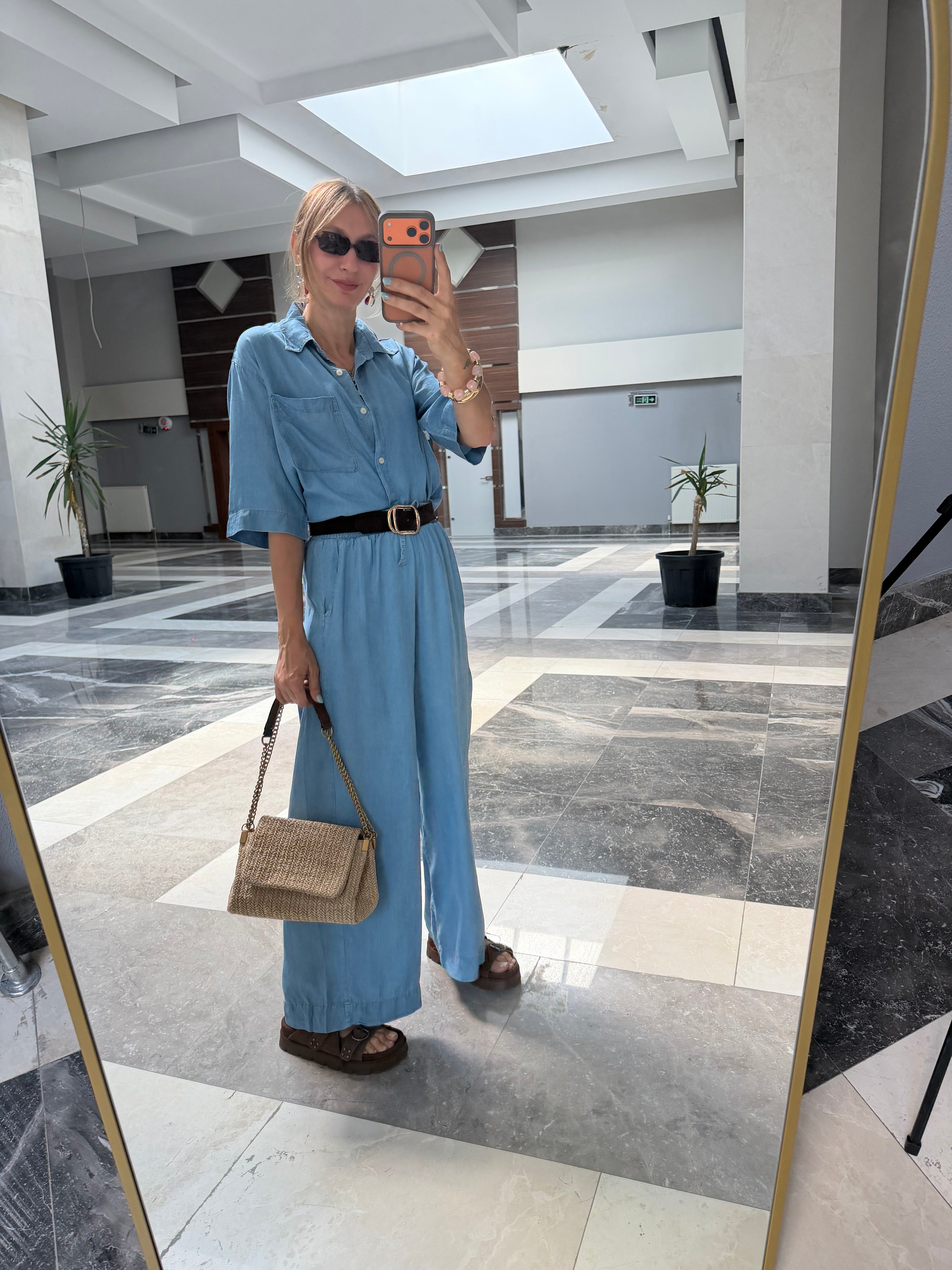 Tensen Denim Görünümlü Gömlek Pantolon Takın