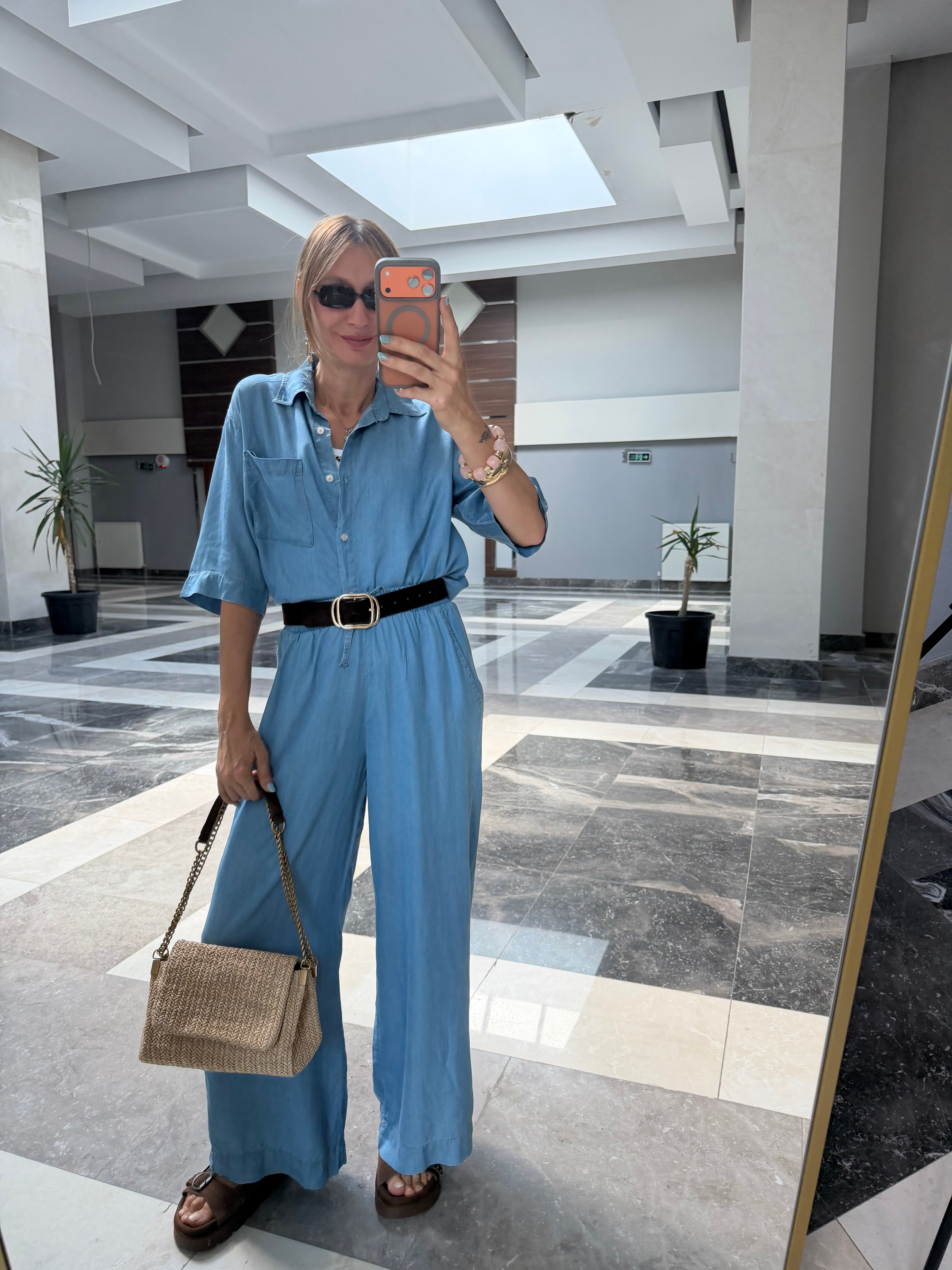 Tensen Denim Görünümlü Gömlek Pantolon Takın