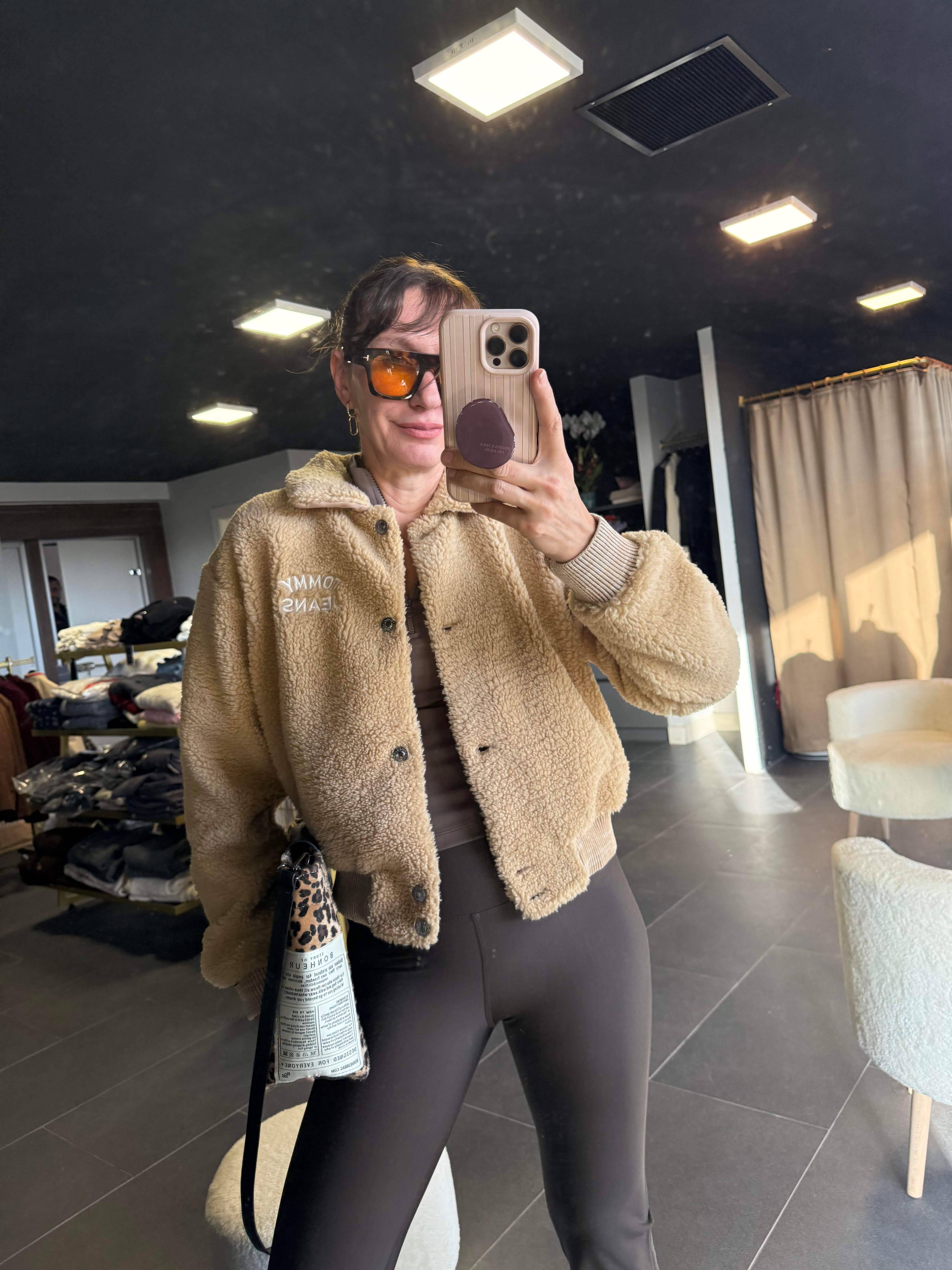 Th Premium Peluş Kahve Krem Mont