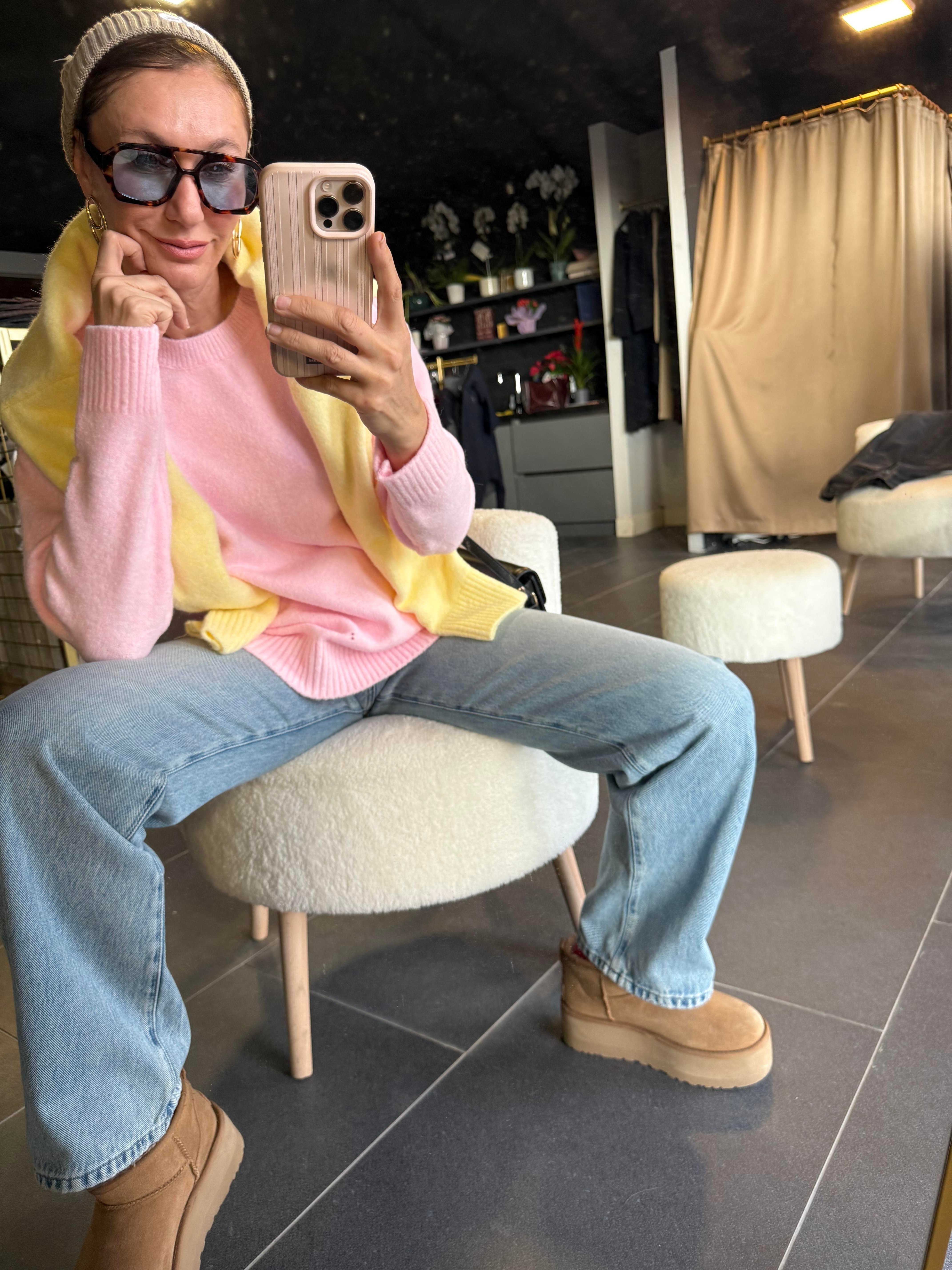 Toz Pembe Basic Zr Yumoş Kazak