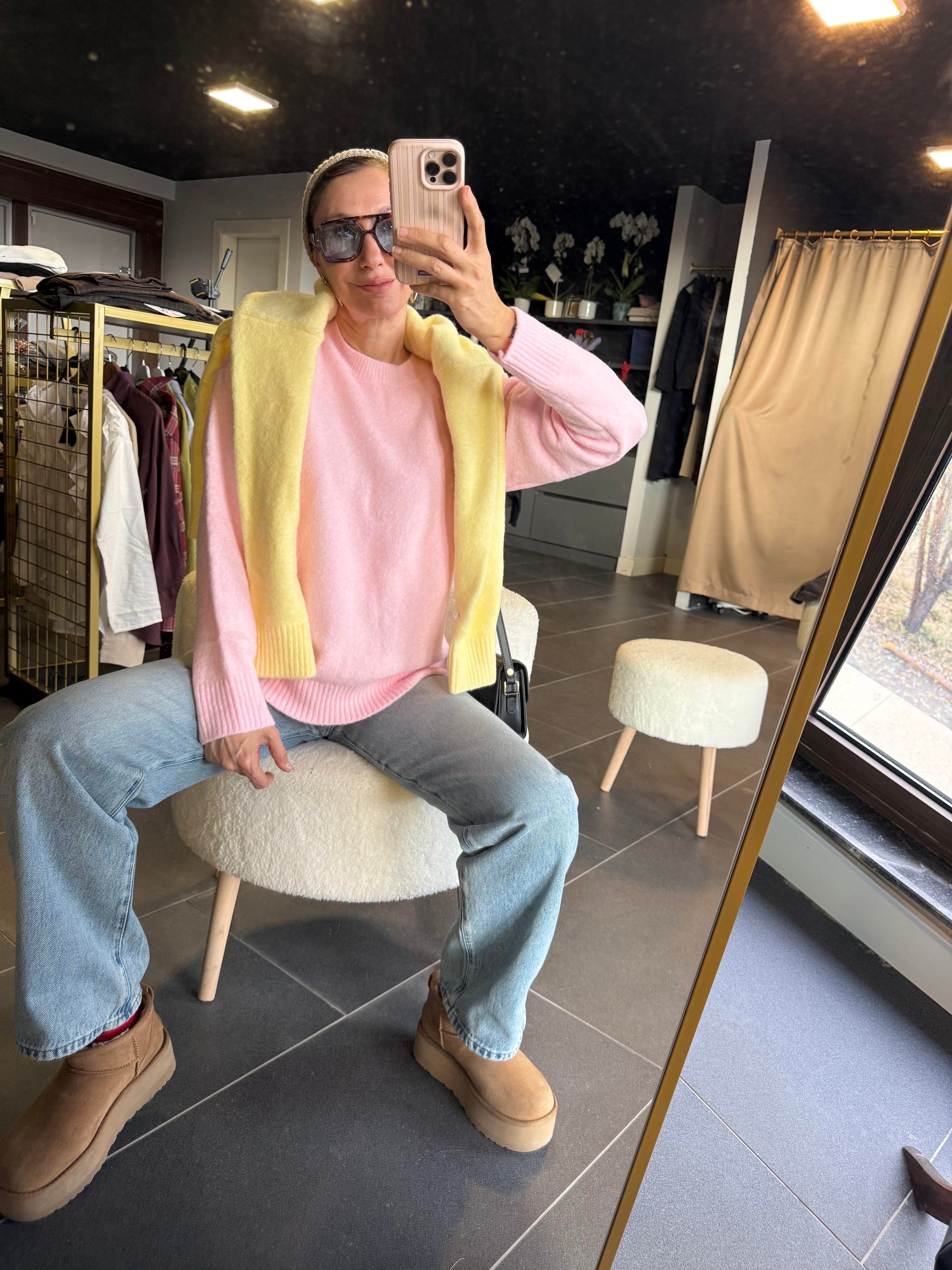 Toz Pembe Basic Zr Yumoş Kazak