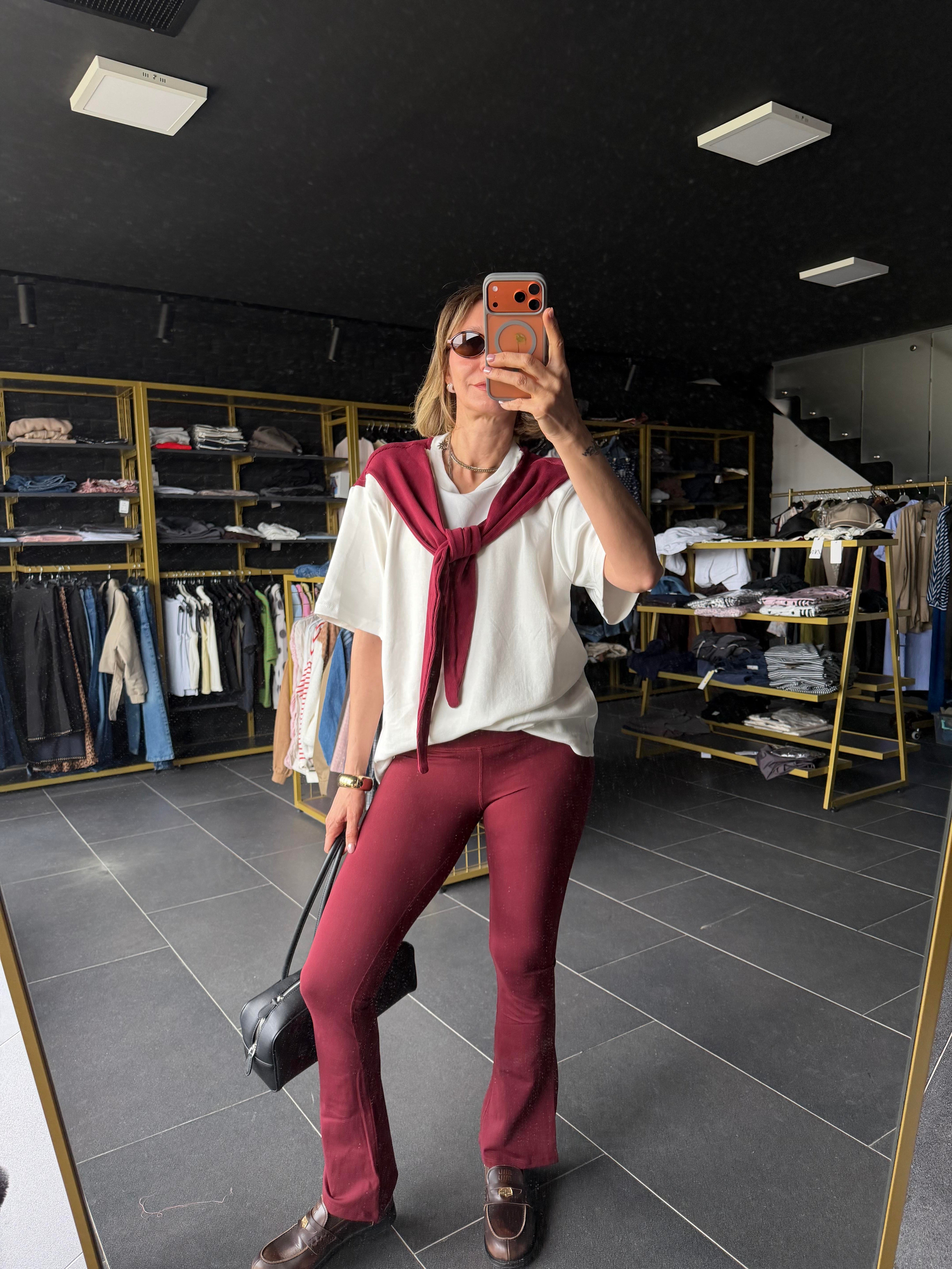 Twist Model Bordo Atkılı Tshirt