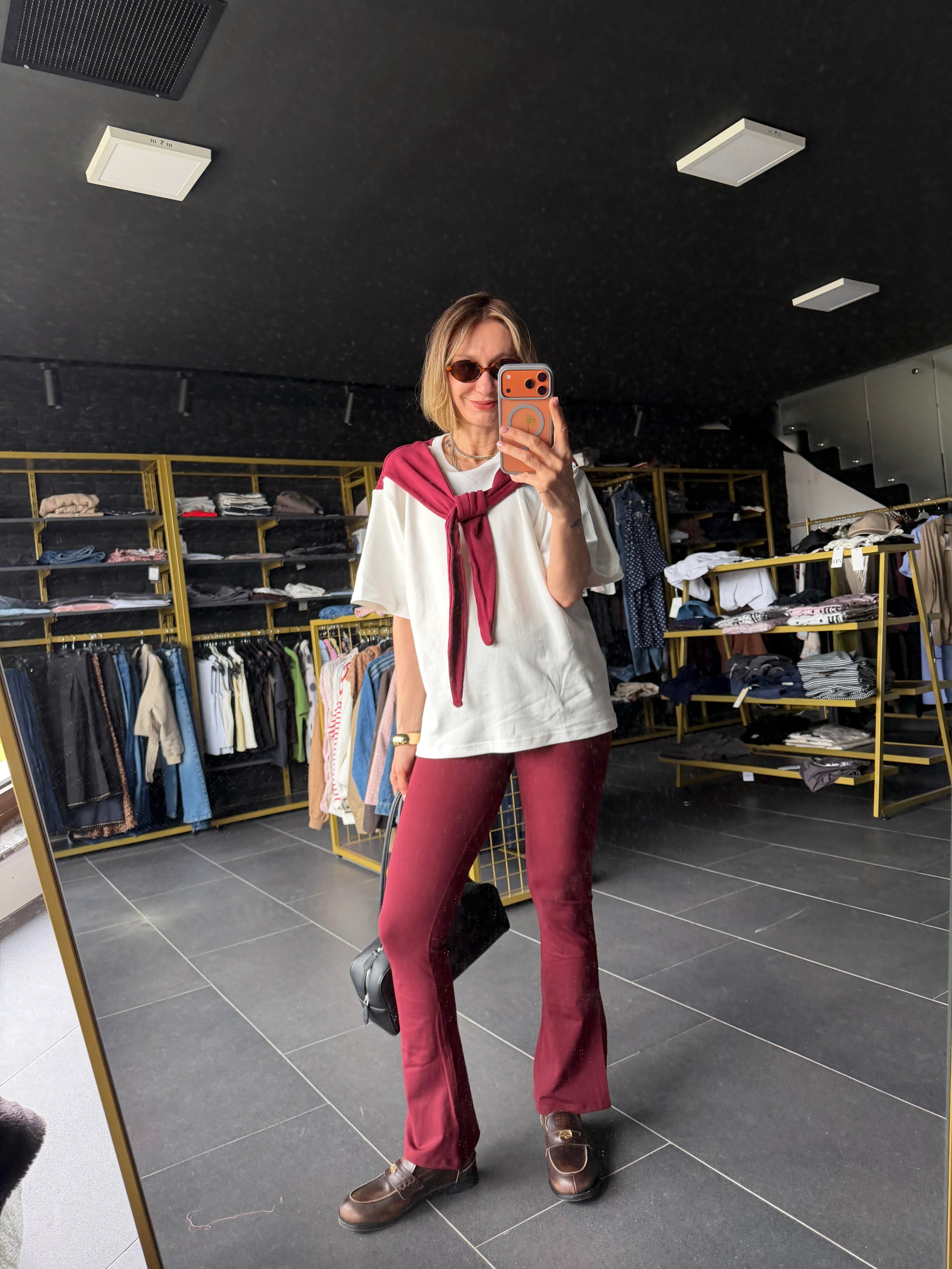 Twist Model Bordo Atkılı Tshirt