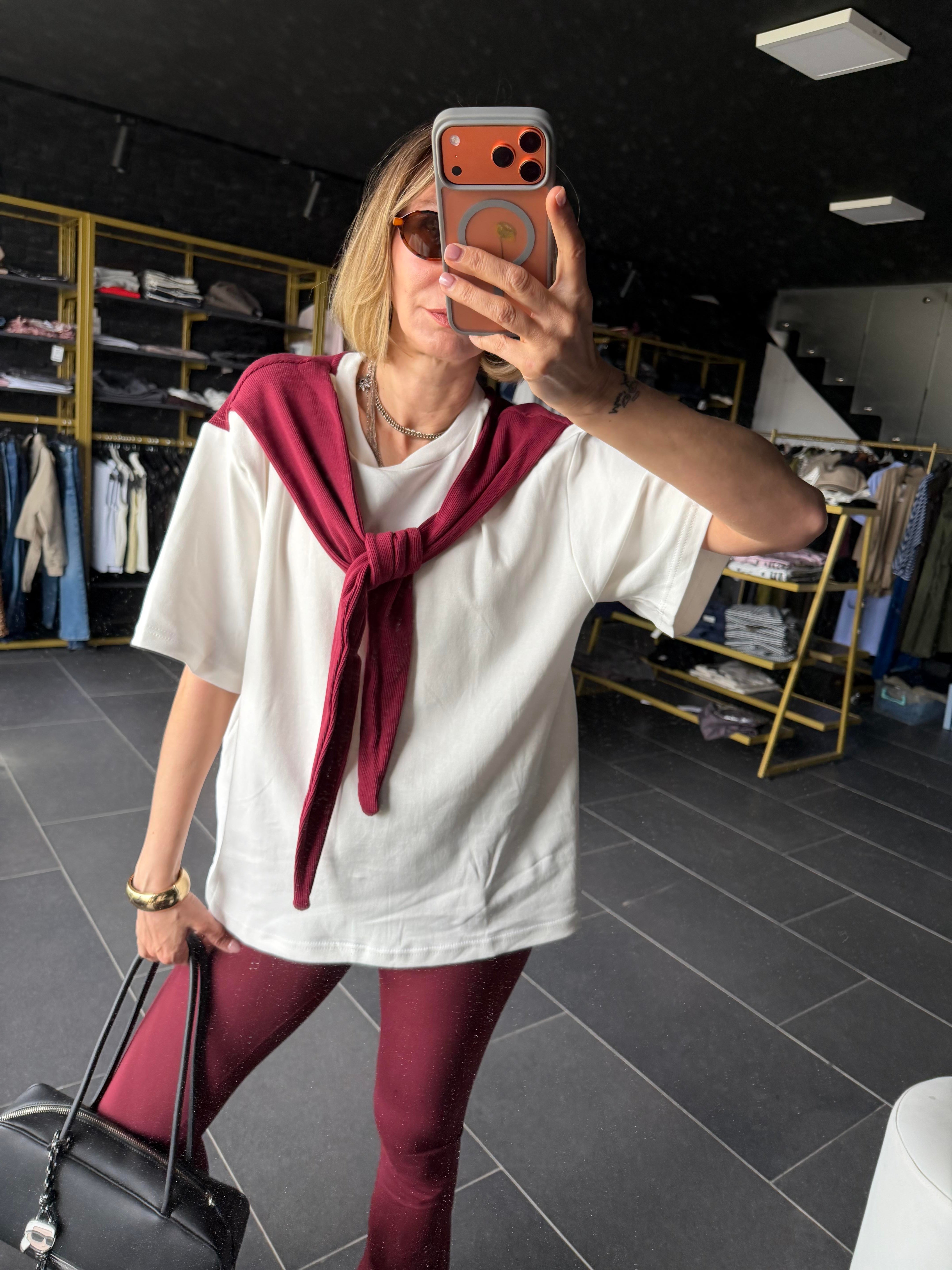 Twist Model Bordo Atkılı Tshirt