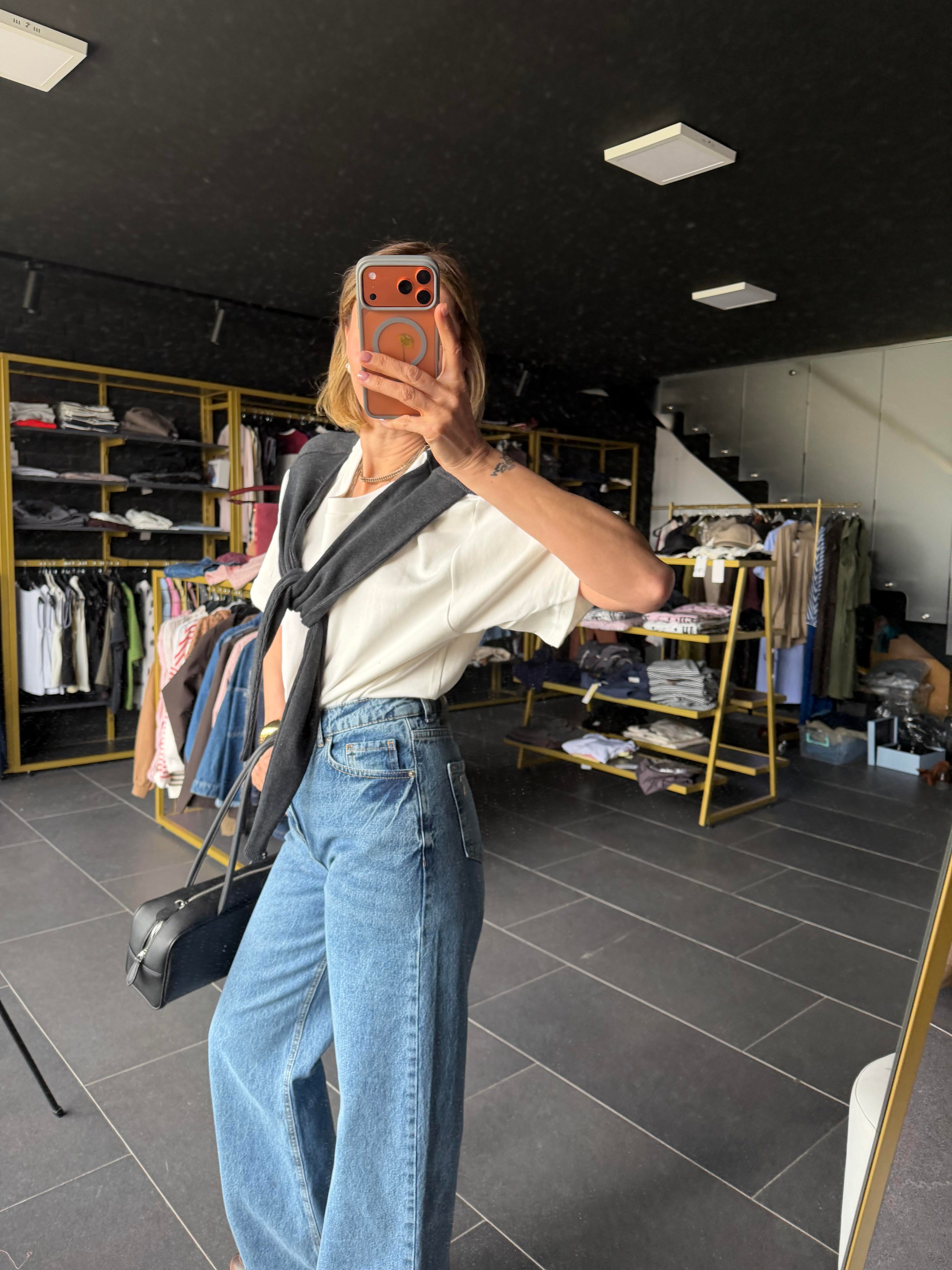Twist Model Gri Atkılı Tshirt