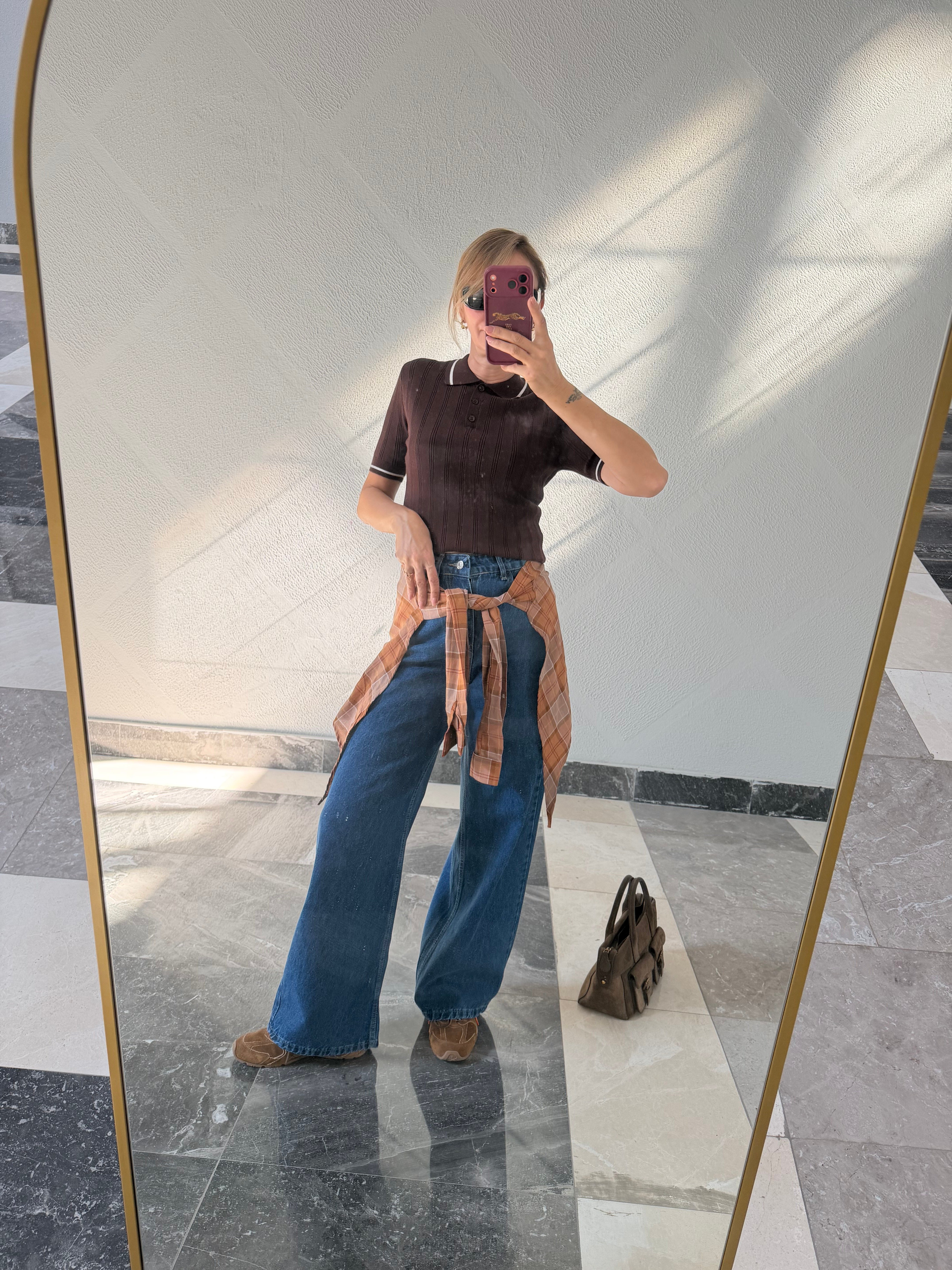 Twist Model Love Belden Bağlamalı Koyu Mavi Pantolon
