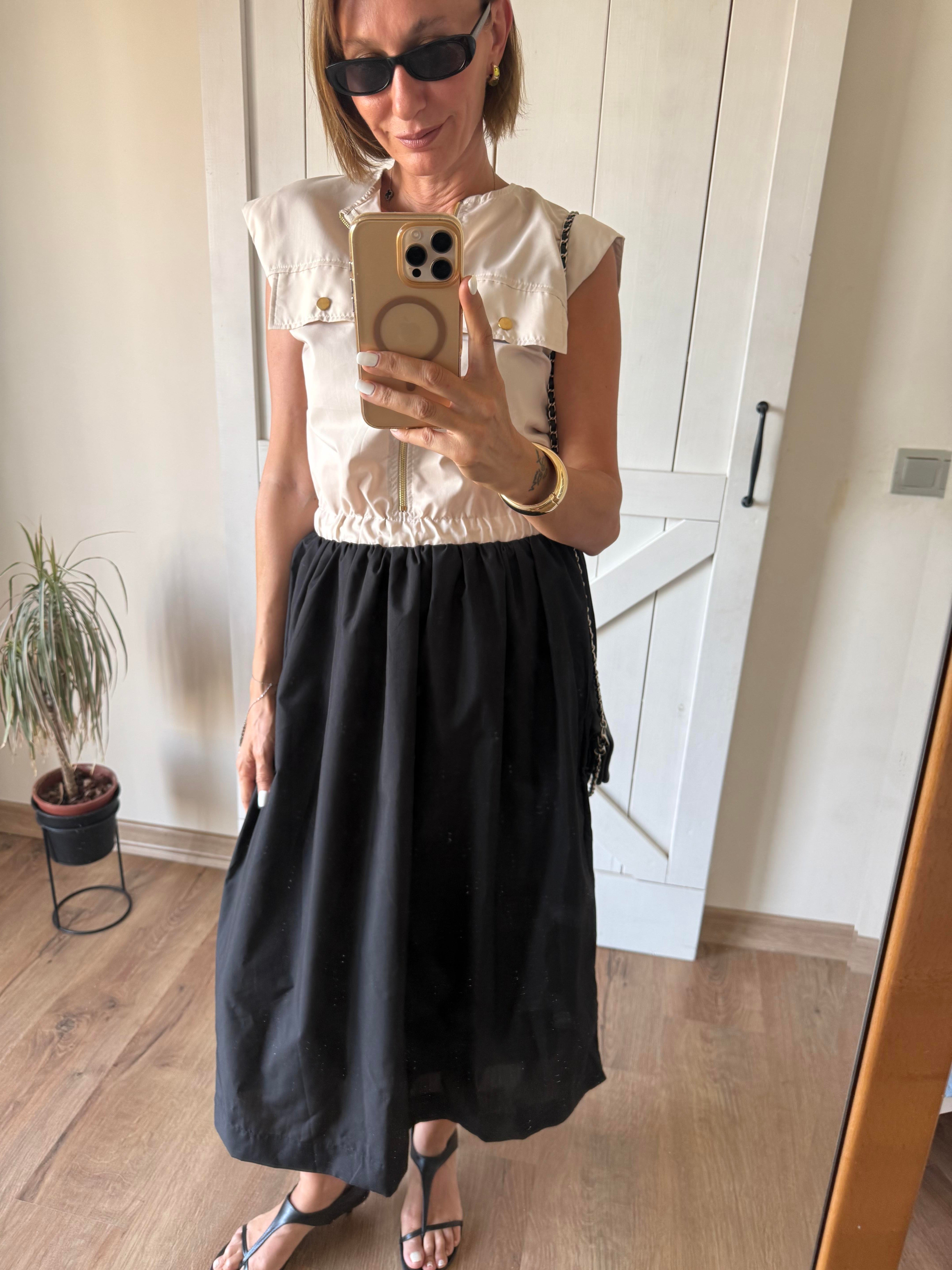 Uyumlu Poplin Siyah Etekli Elbise