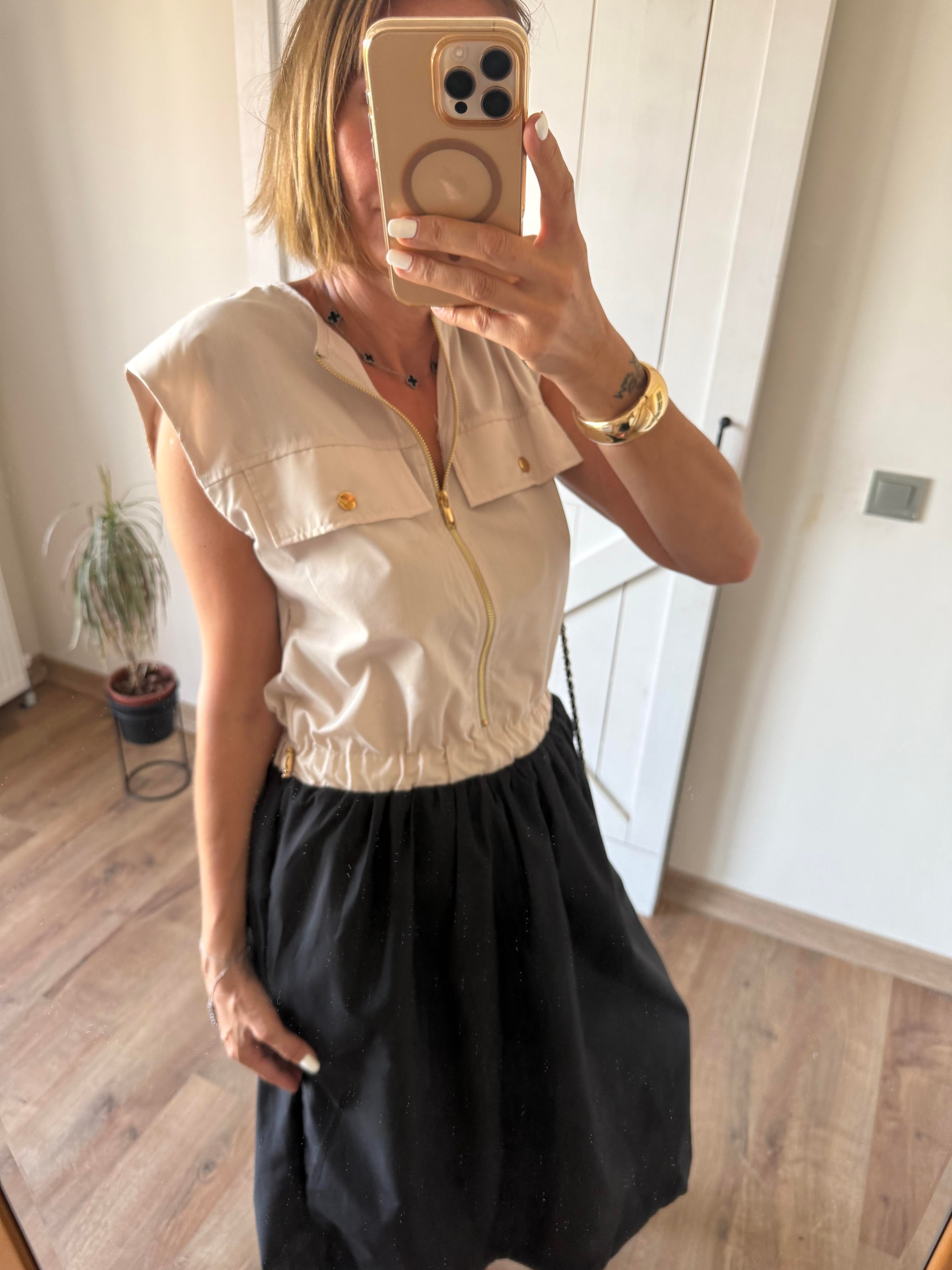 Uyumlu Poplin Siyah Etekli Elbise