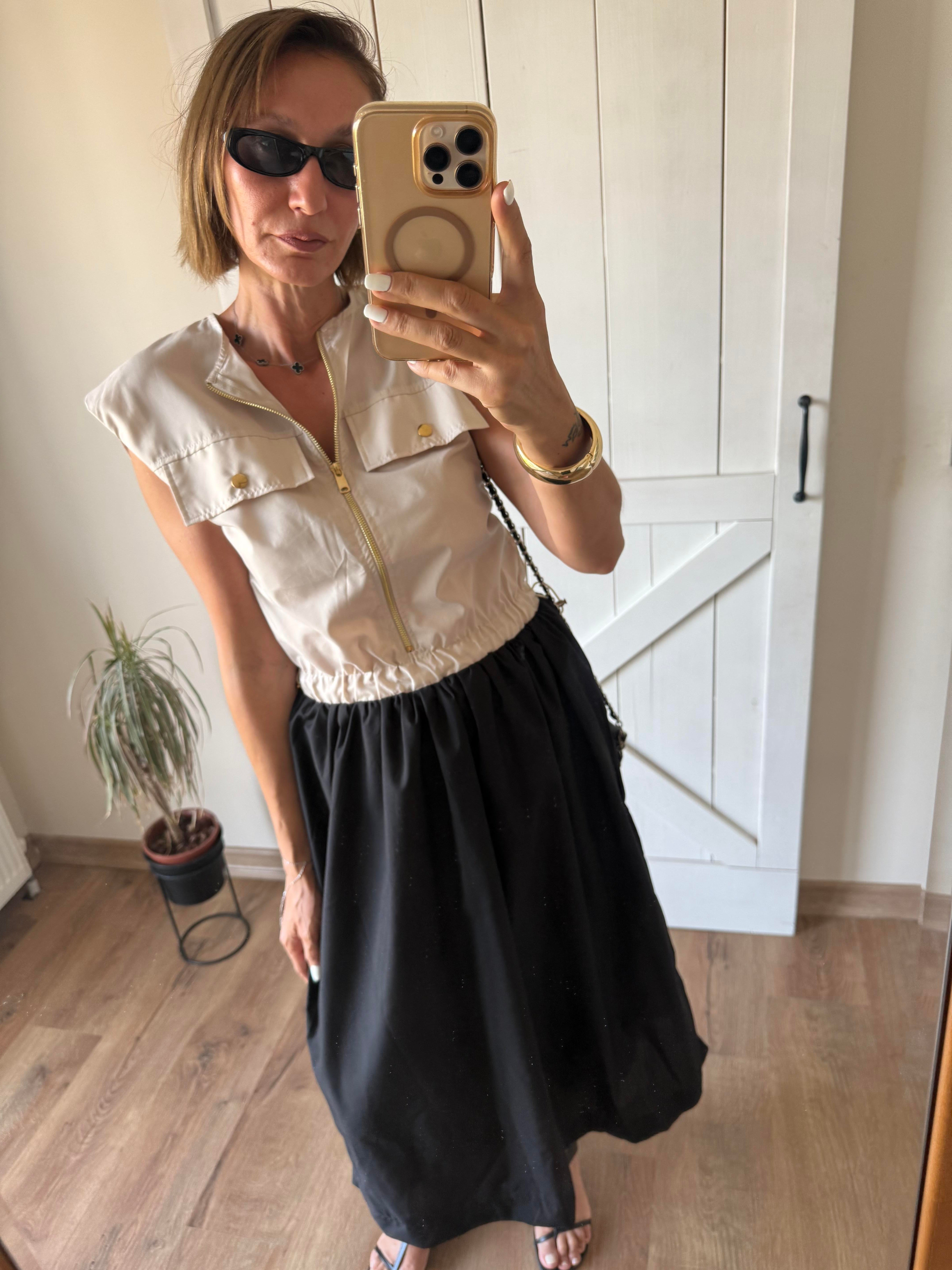 Uyumlu Poplin Siyah Etekli Elbise