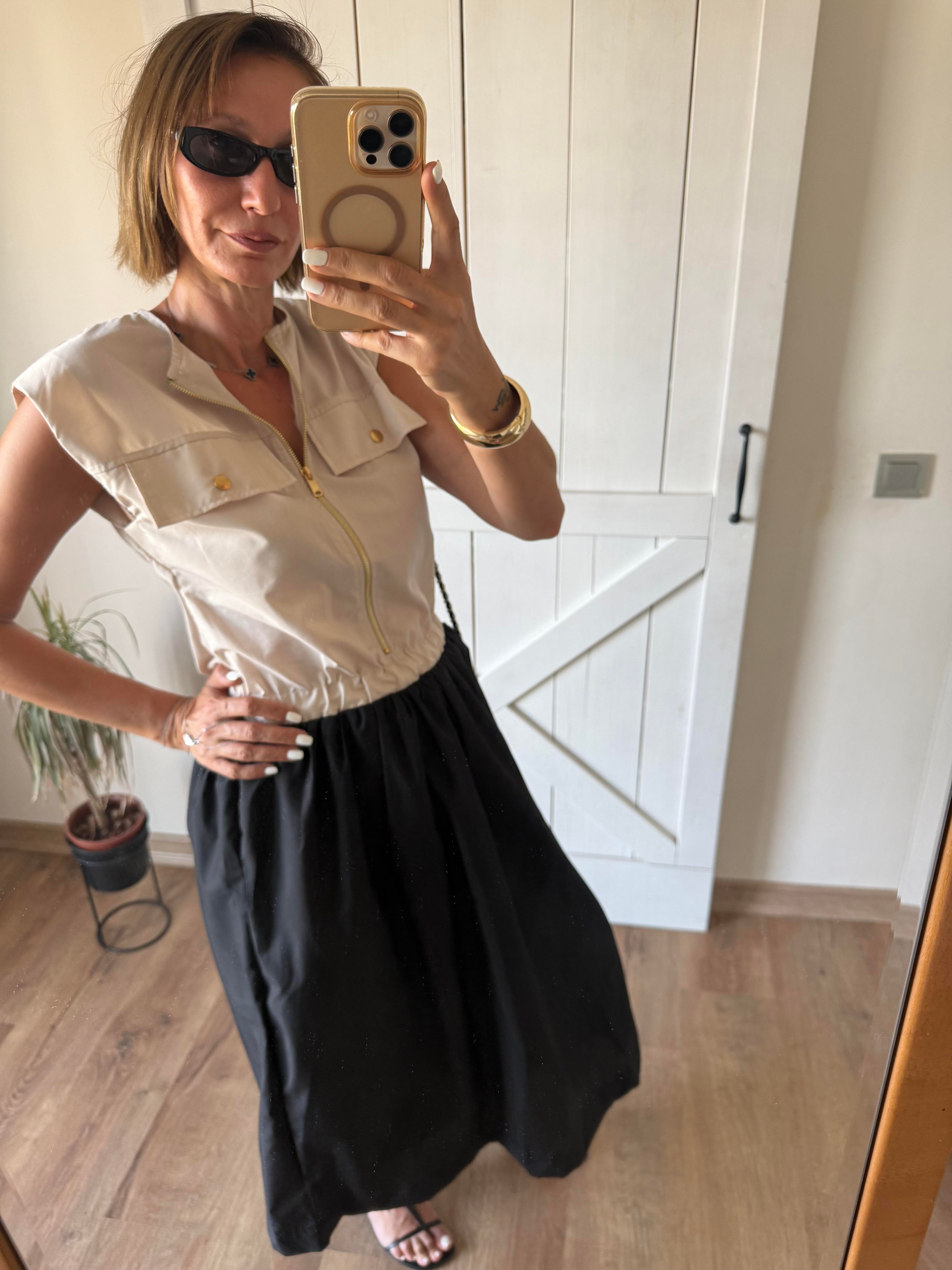 Uyumlu Poplin Siyah Etekli Elbise