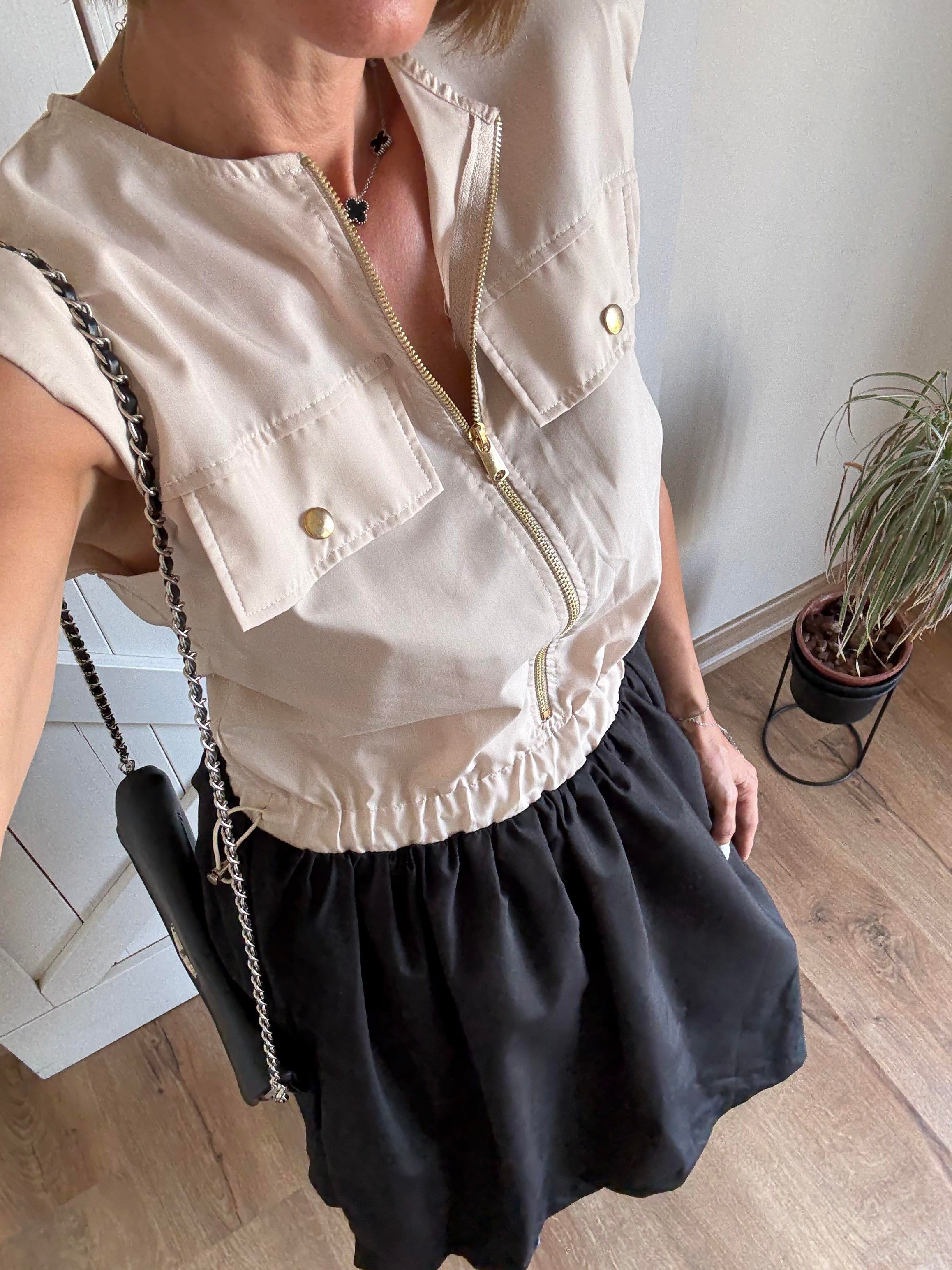 Uyumlu Poplin Siyah Etekli Elbise