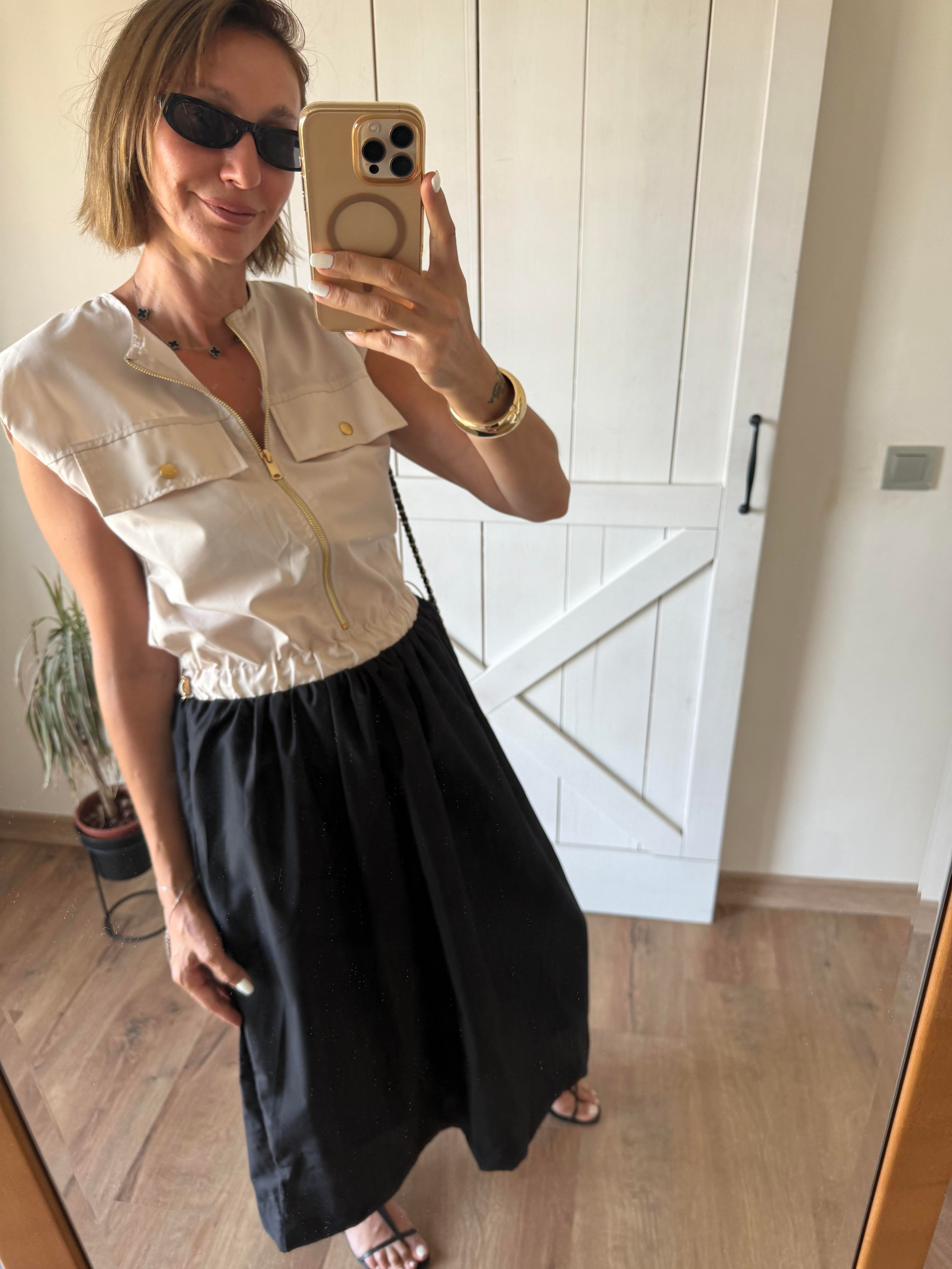 Uyumlu Poplin Siyah Etekli Elbise