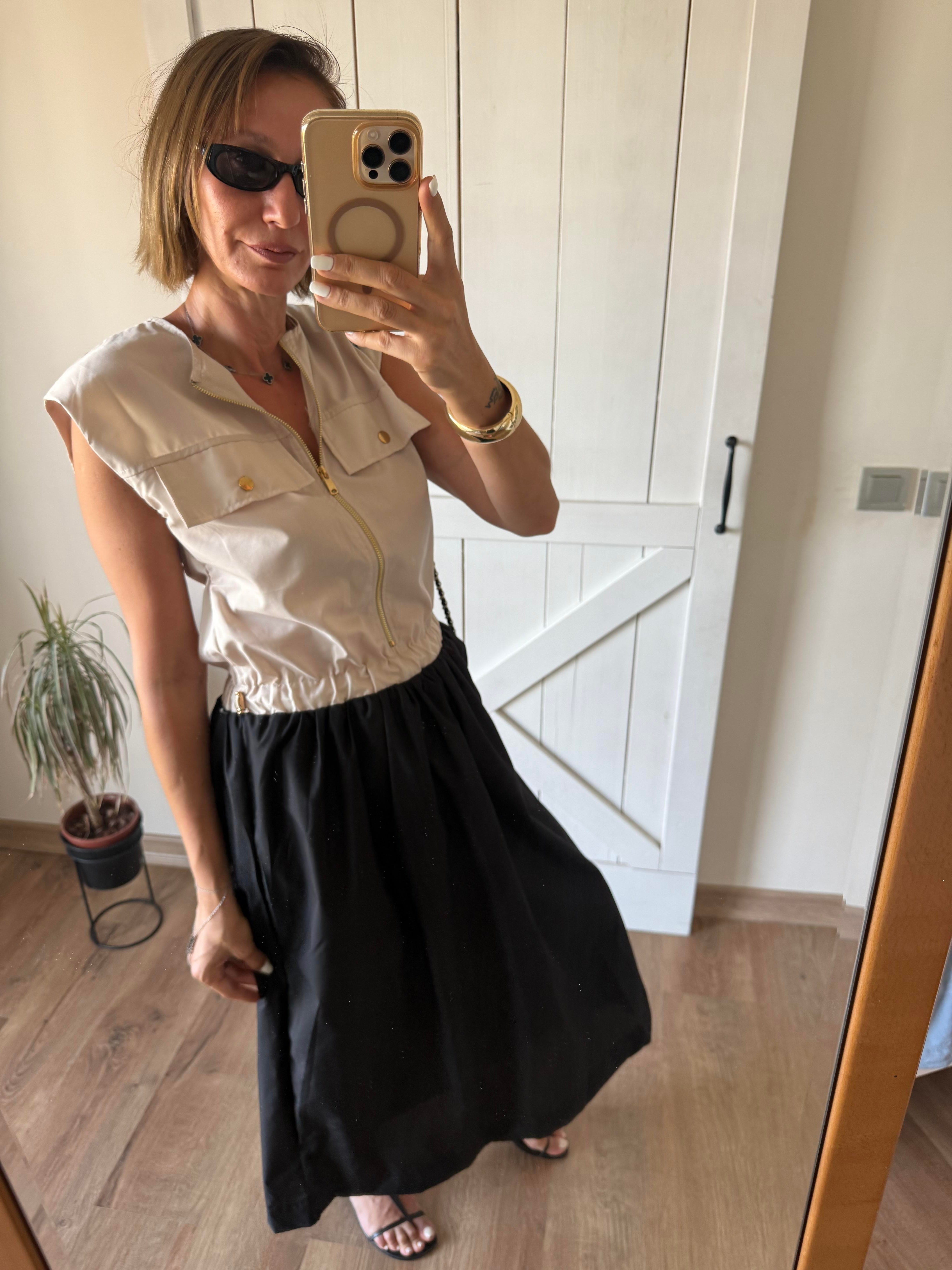 Uyumlu Poplin Siyah Etekli Elbise