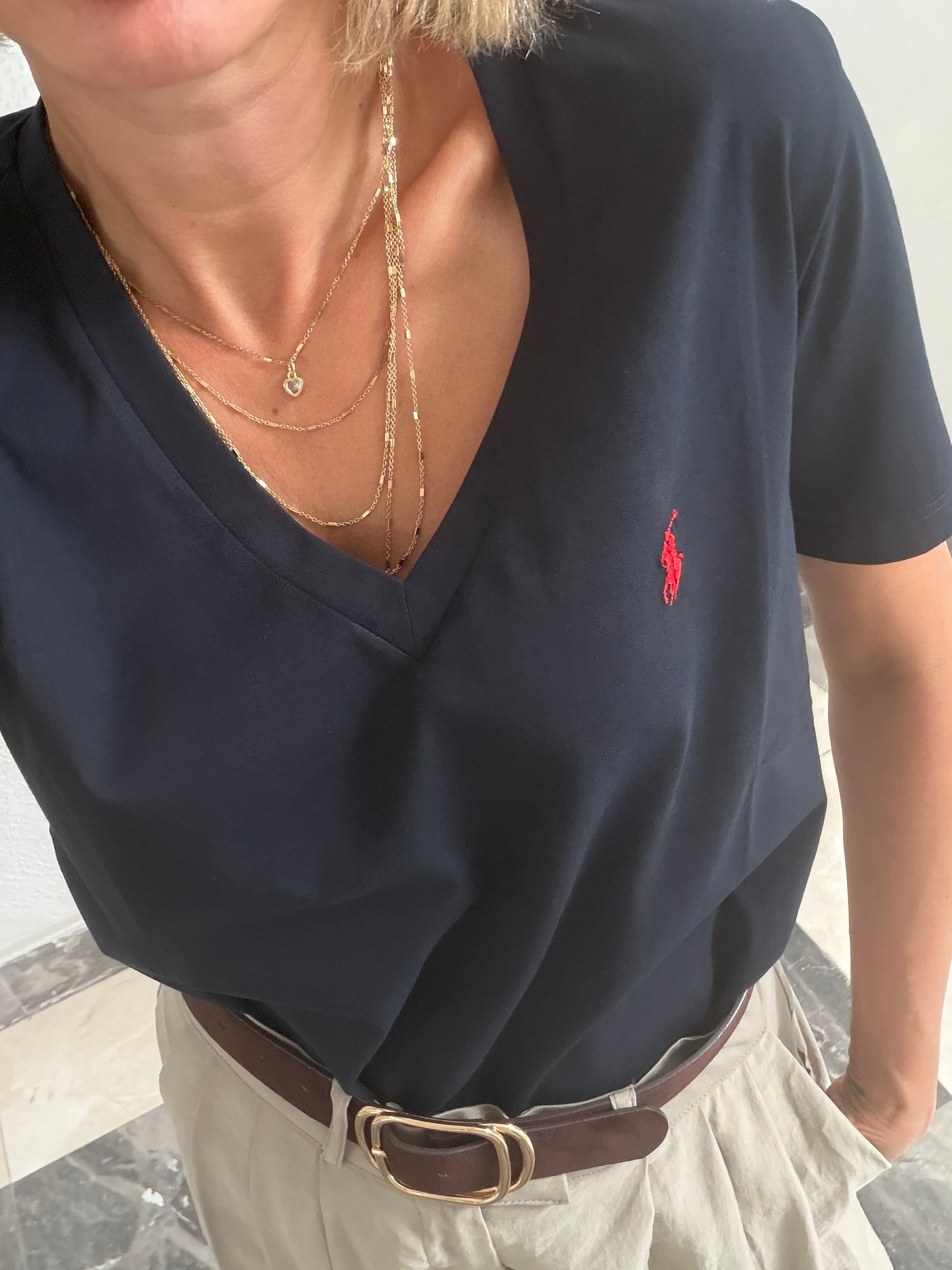 V Yaka Dark Blue Tshirt