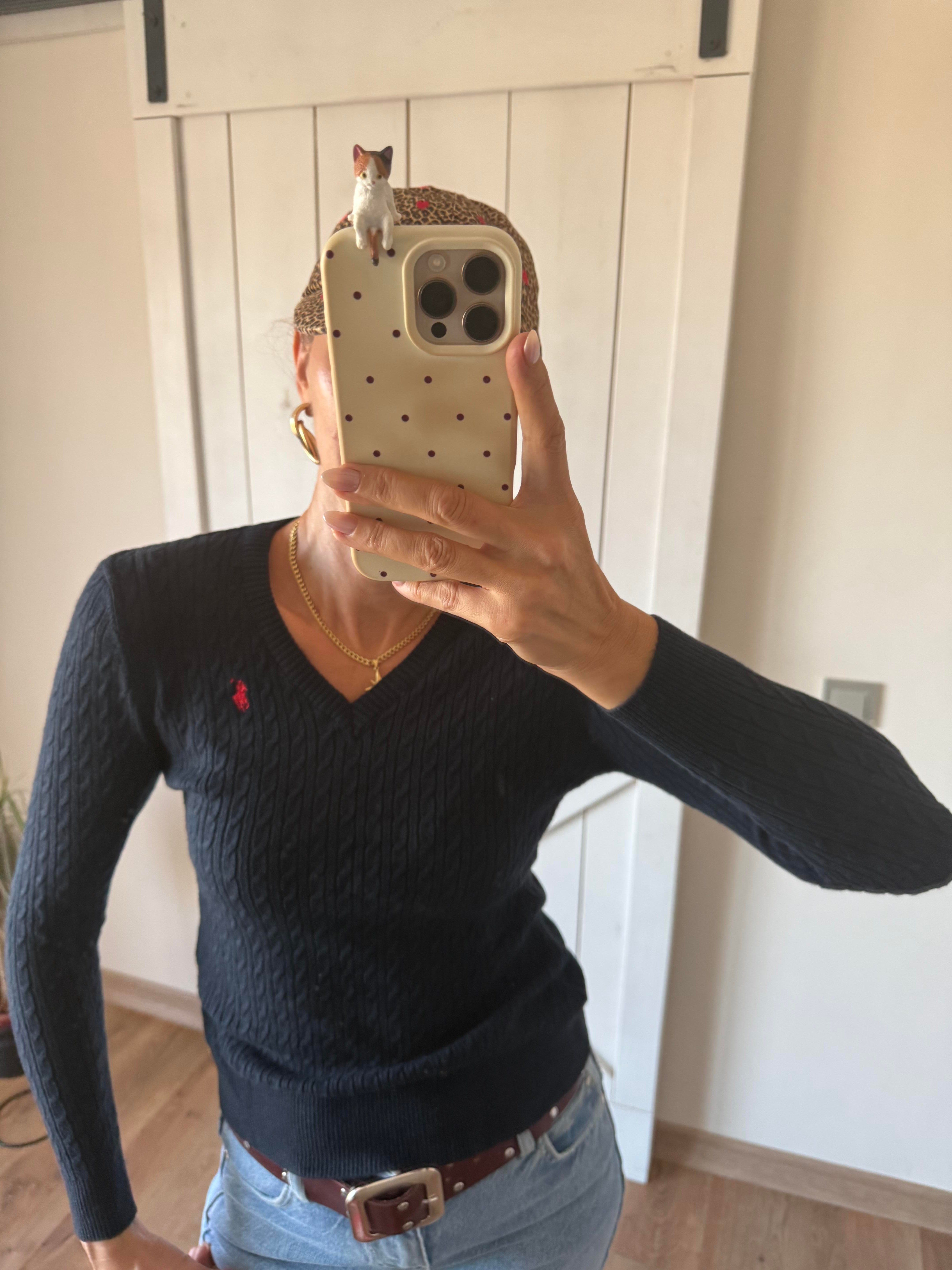 V Yaka Lacivert Triko