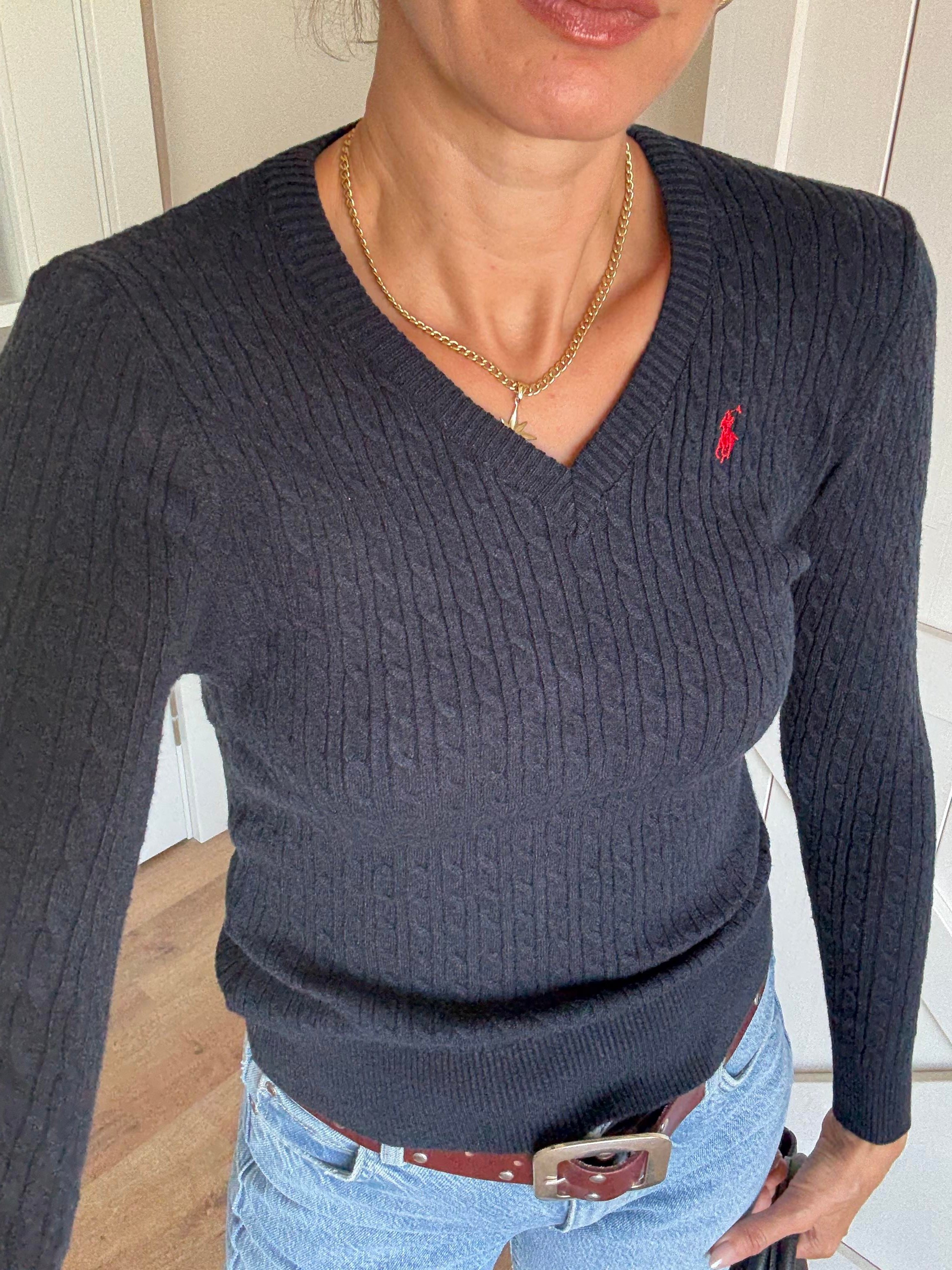 V Yaka Lacivert Triko