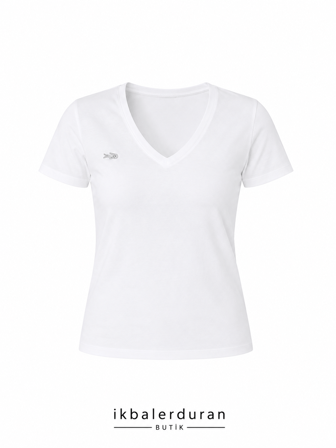 V Yaka Lcs Beyaz Logo Tshirt