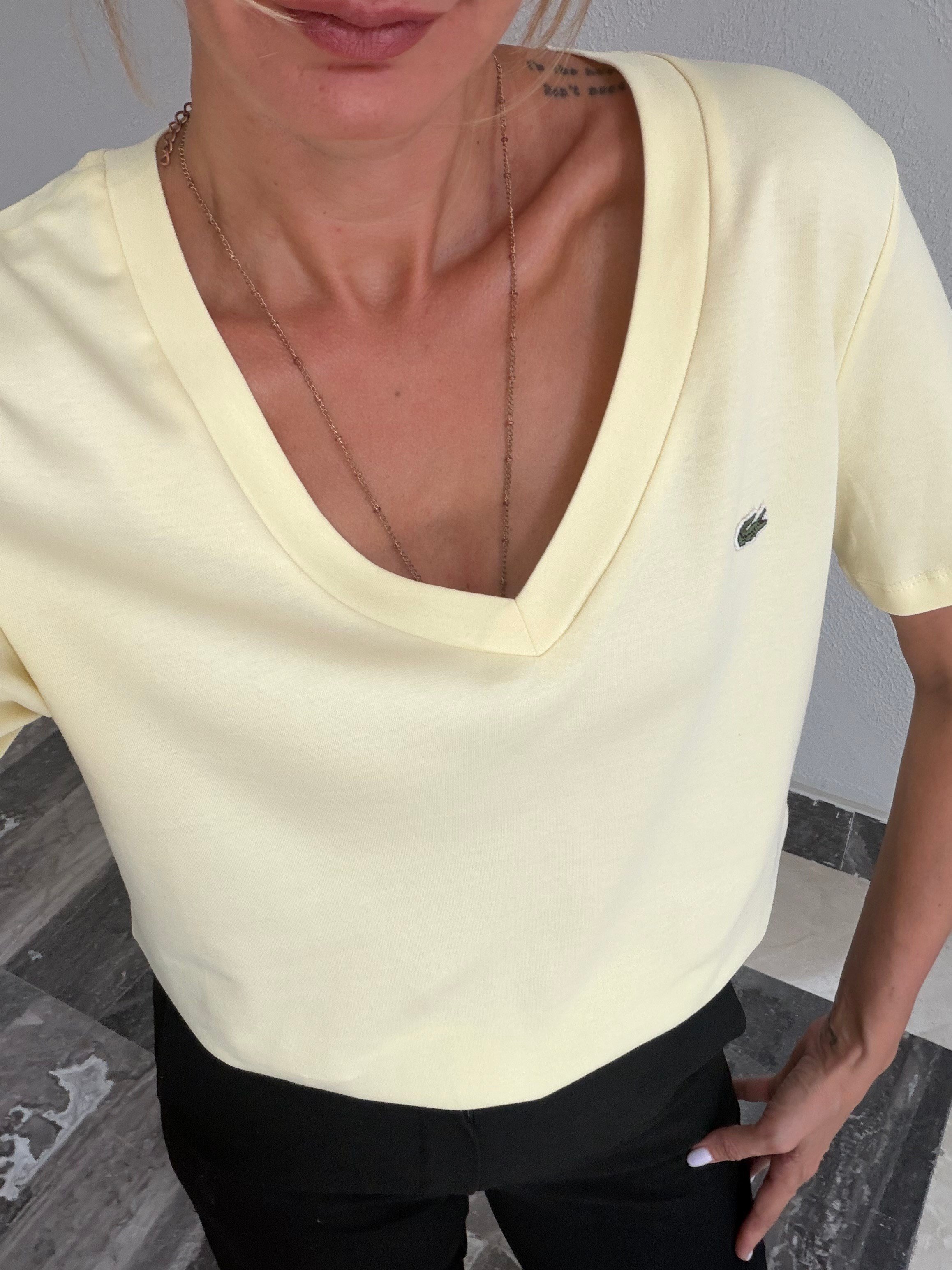 V Yaka Lcs Papatya Tshirt