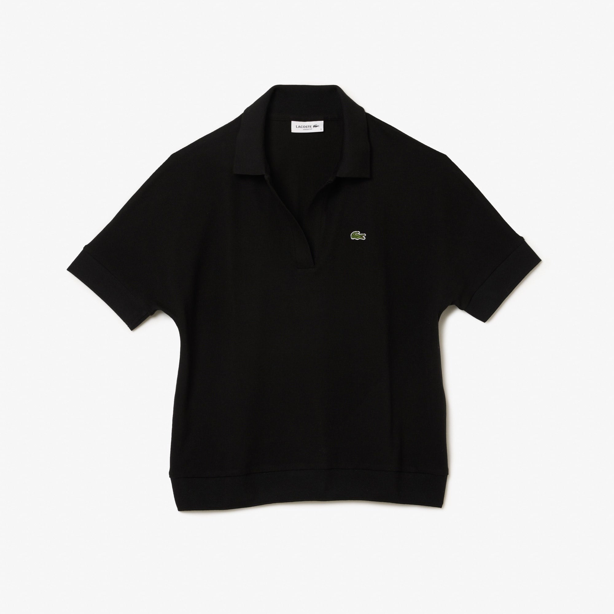 V Yaka Pike Kumaş Siyah Tshirt