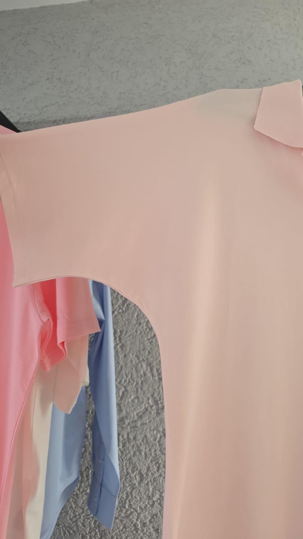V Yaka Pike Kumaş Toz Pembe Tshirt