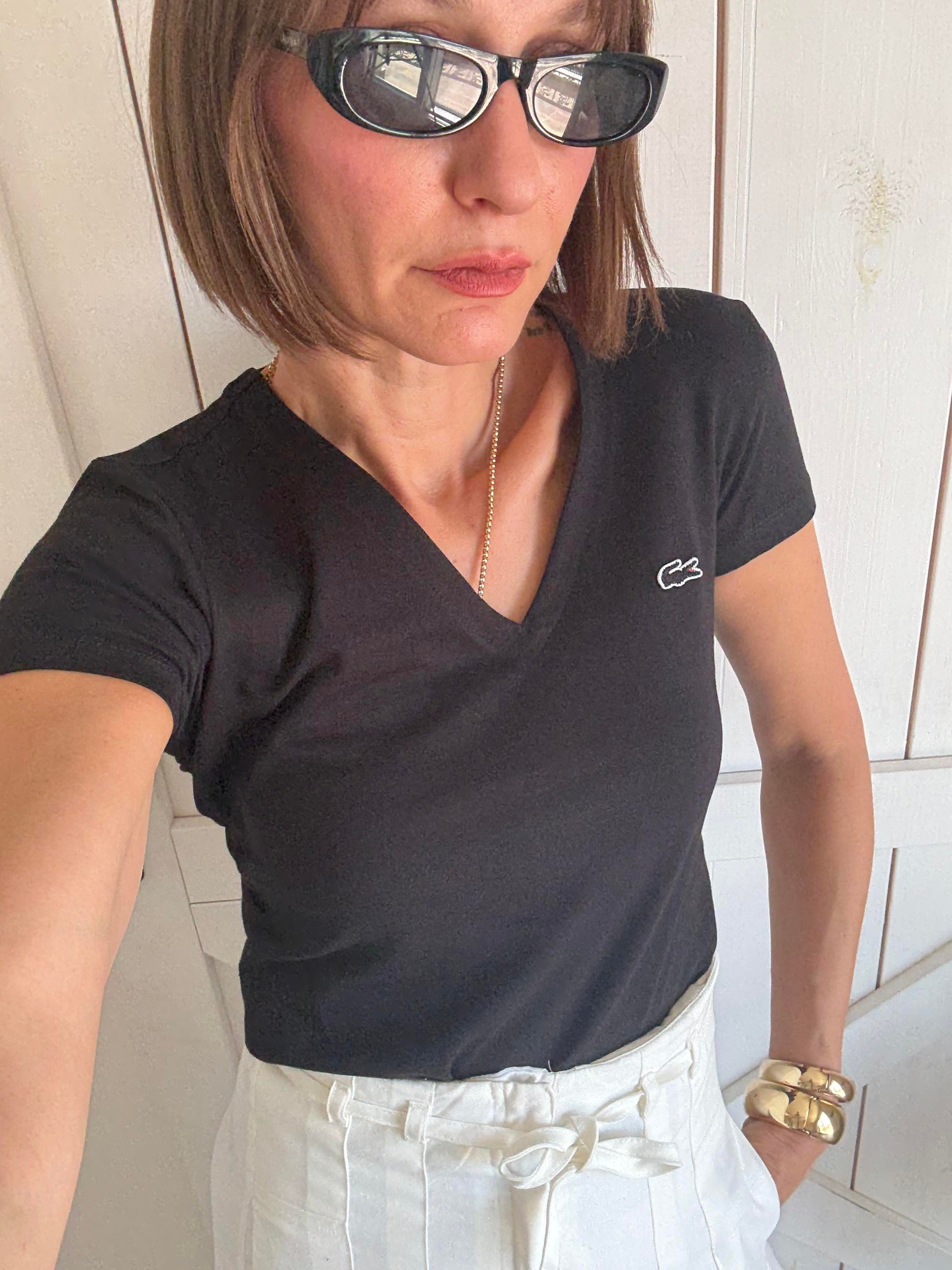 V Yaka Slim Fit Siyah Tshirt