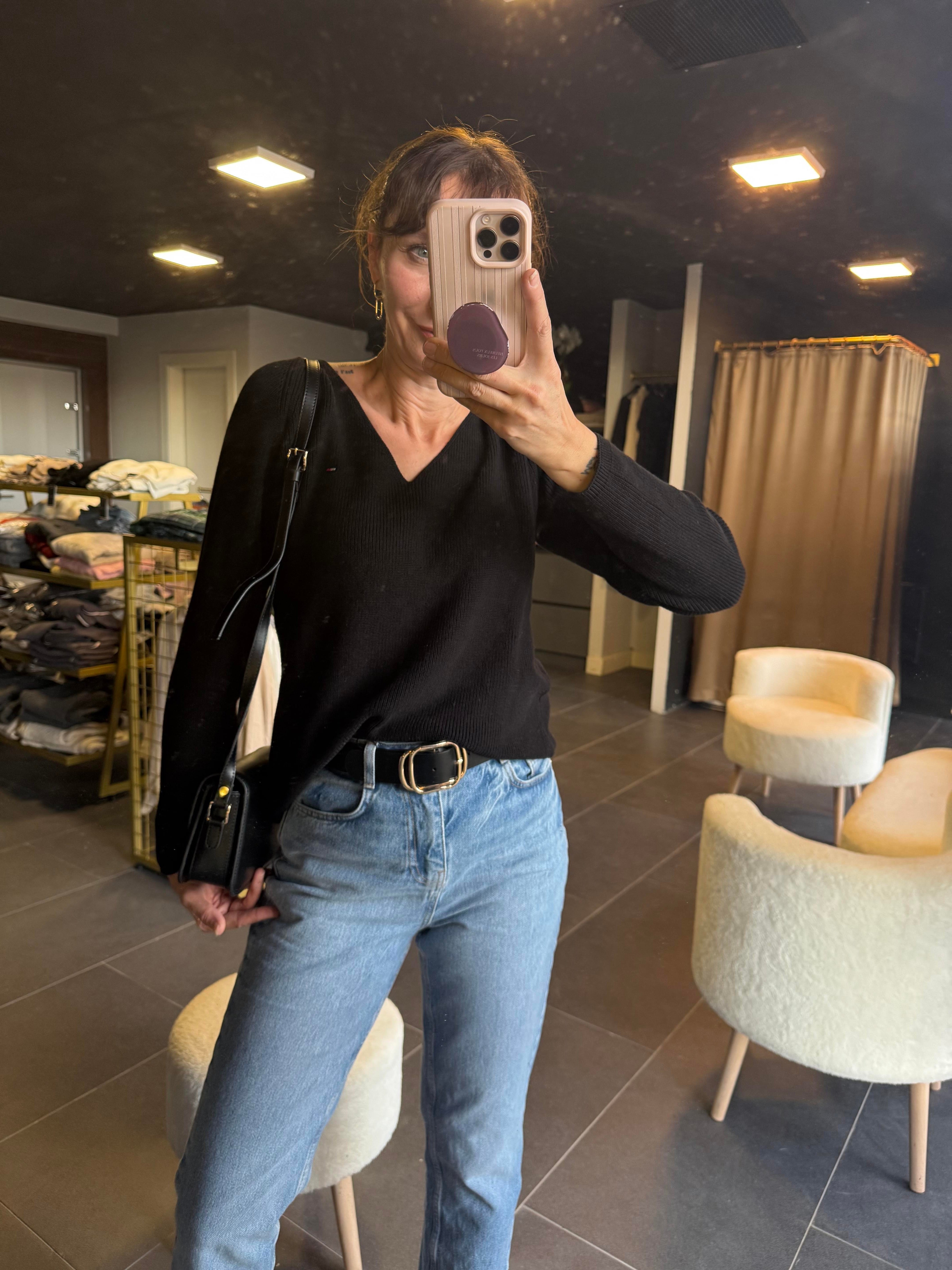 V Yaka Th Triko Siyah