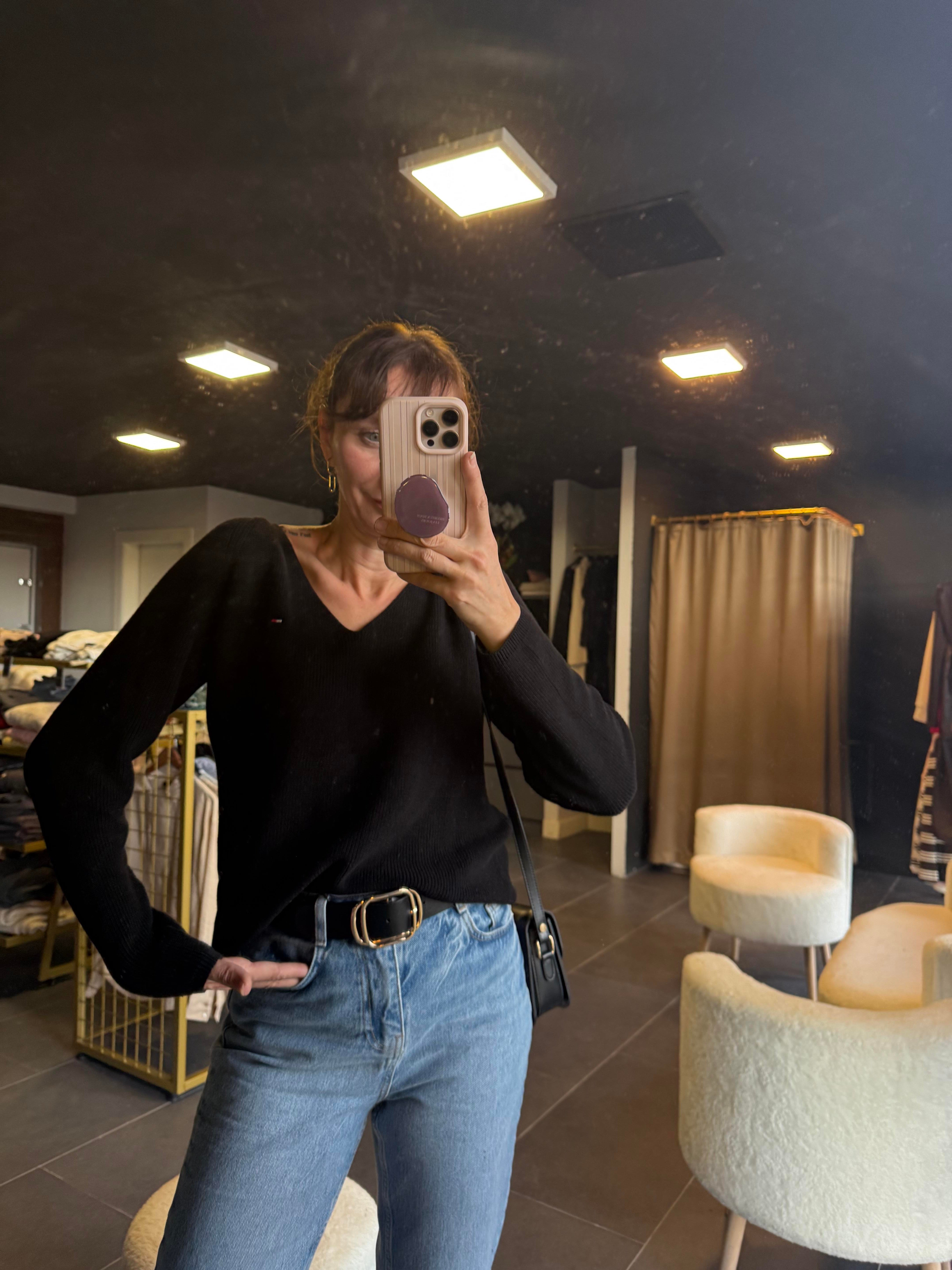 V Yaka Th Triko Siyah