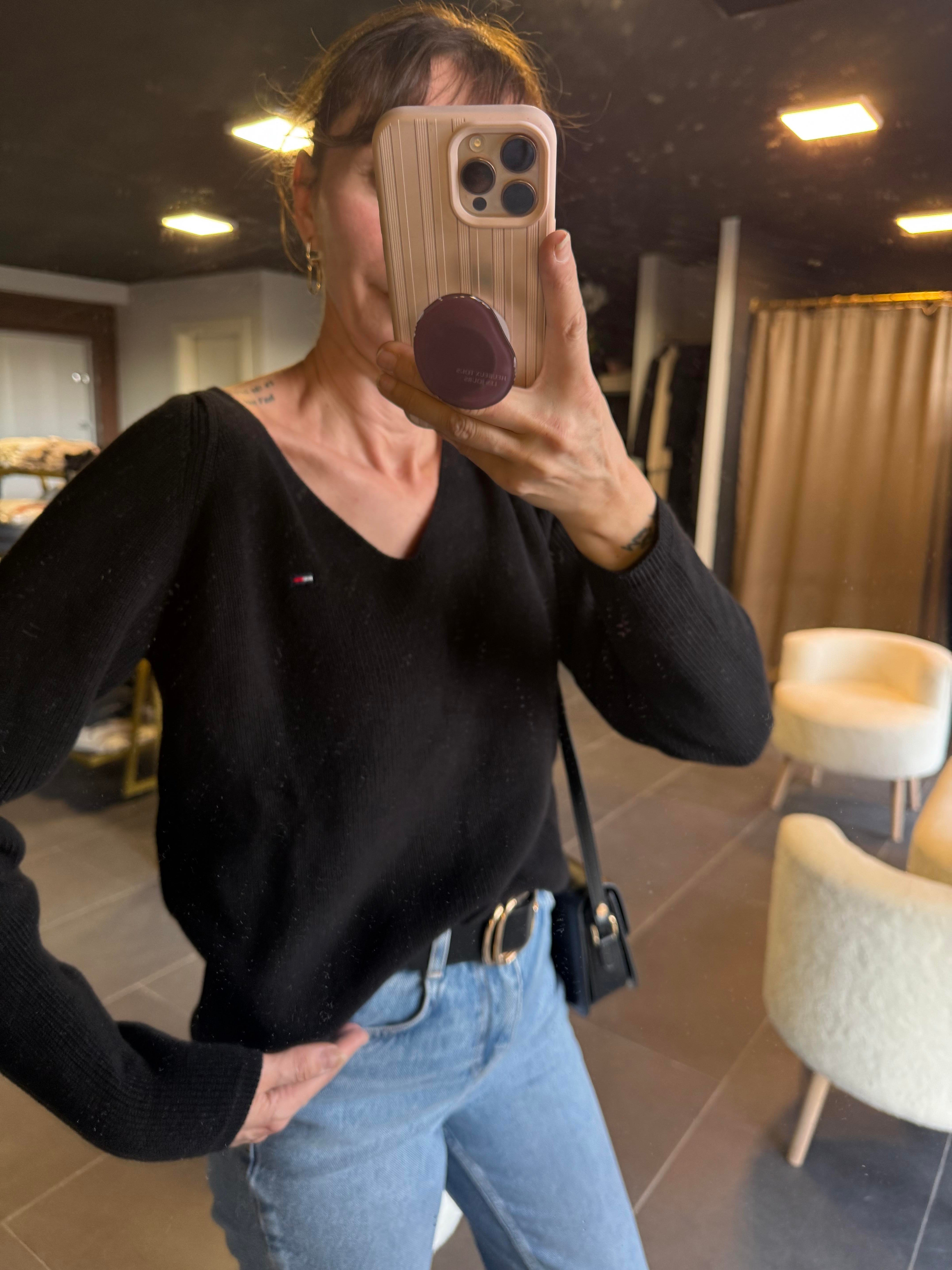 V Yaka Th Triko Siyah