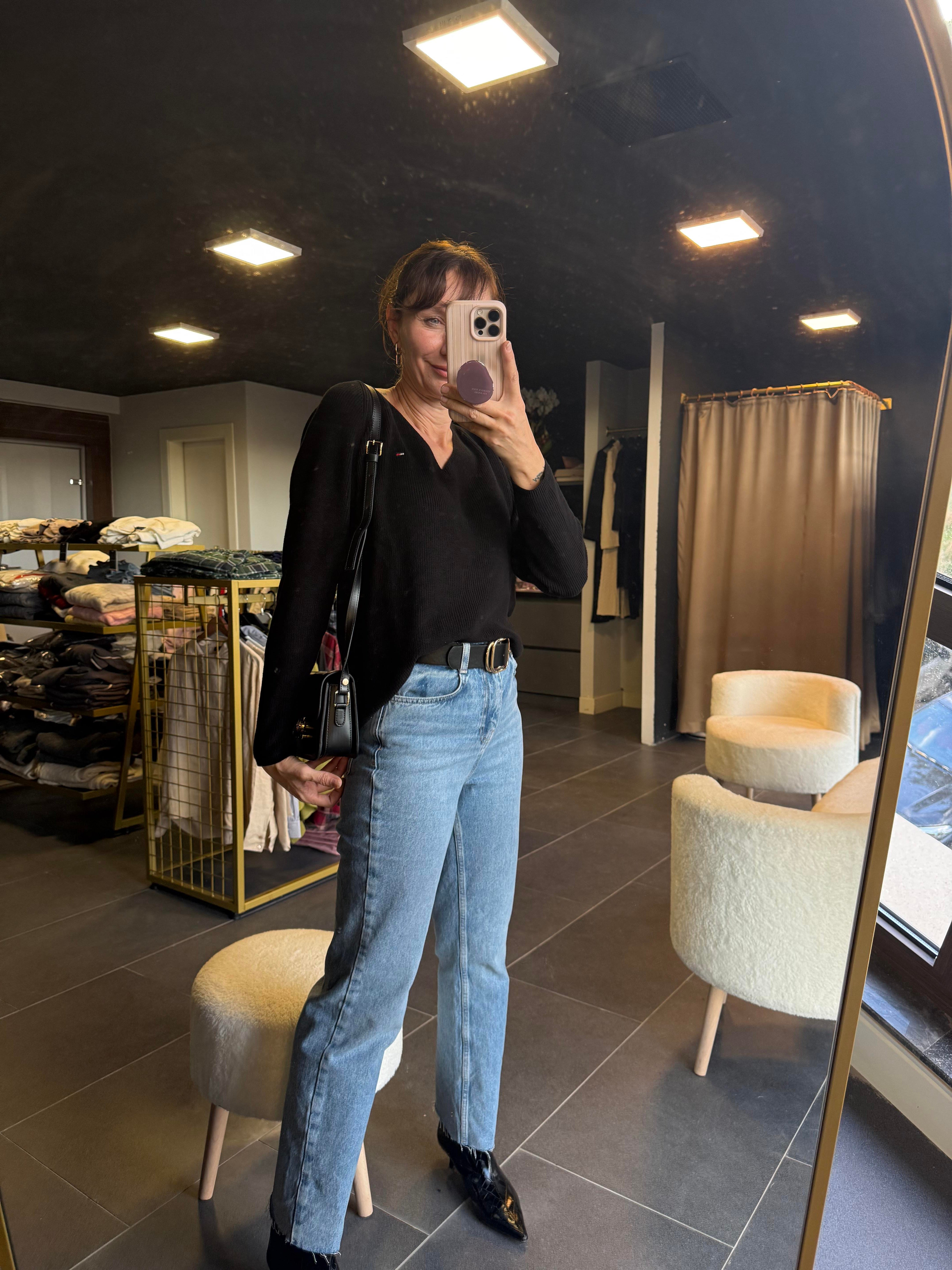 V Yaka Th Triko Siyah