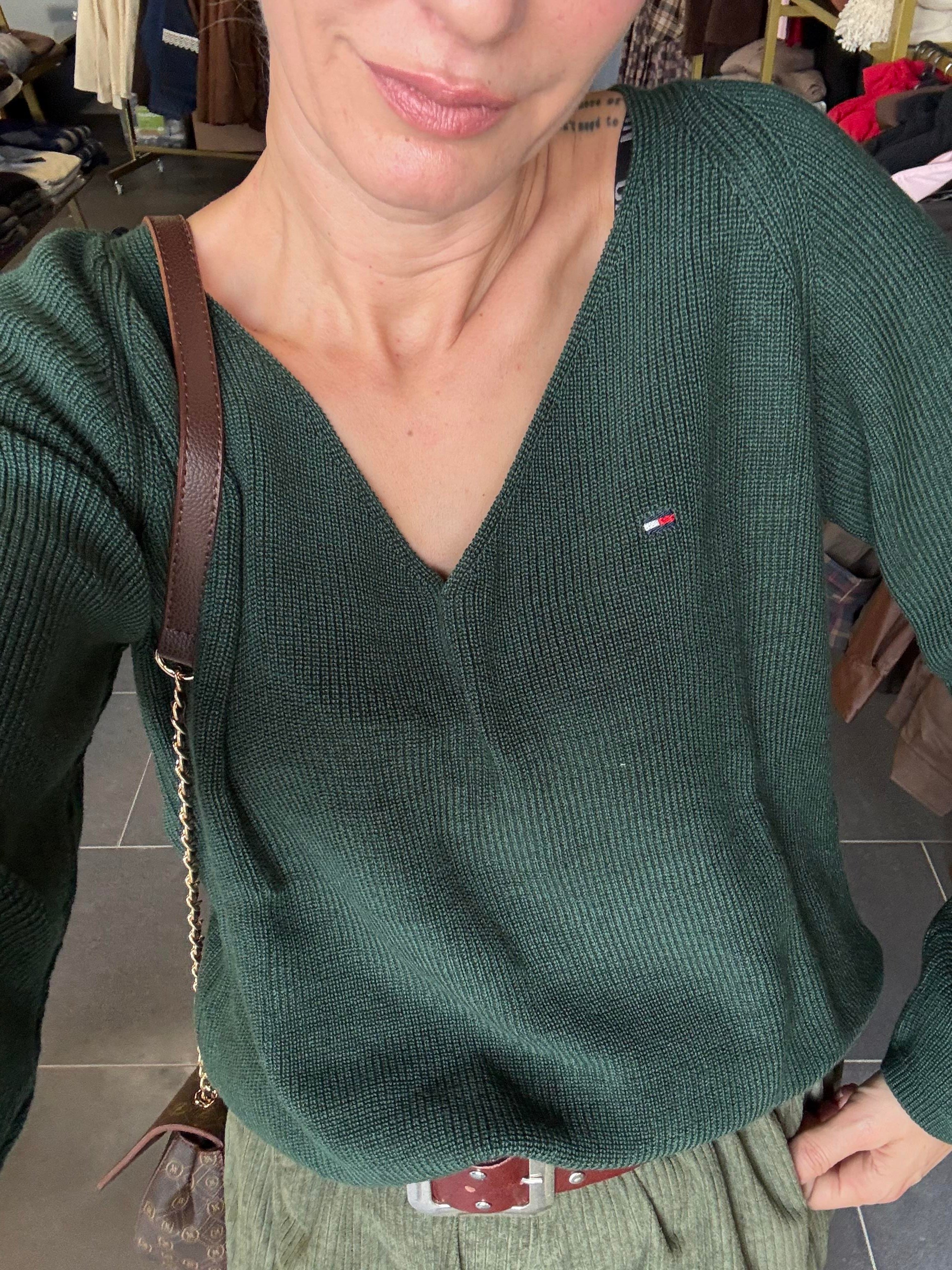 V Yaka Yeşil Th Triko