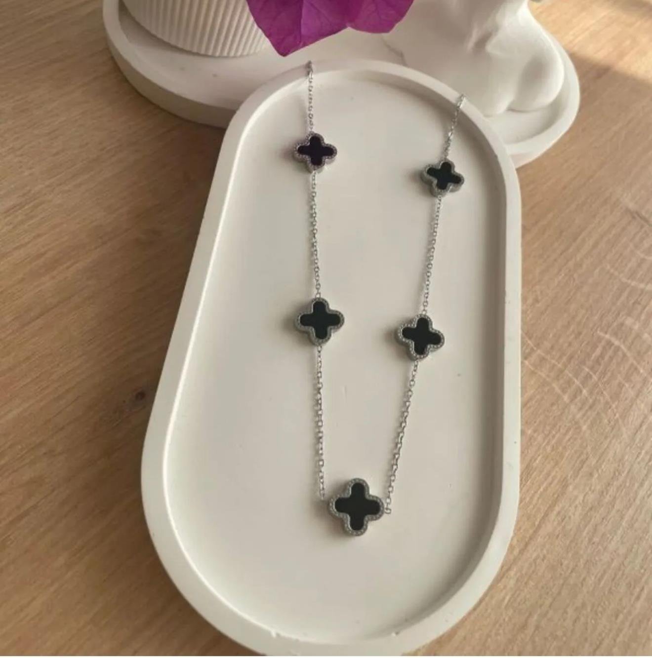 Van cleef alhambra model yeşil renk gümüş kaplama çelik bileklik