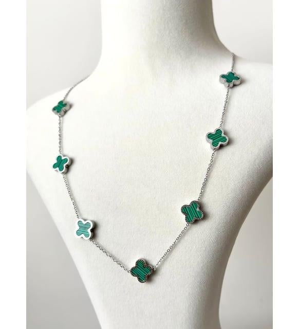 Van cleef alhambra model yeşil renk gümüş kaplama çelik bileklik