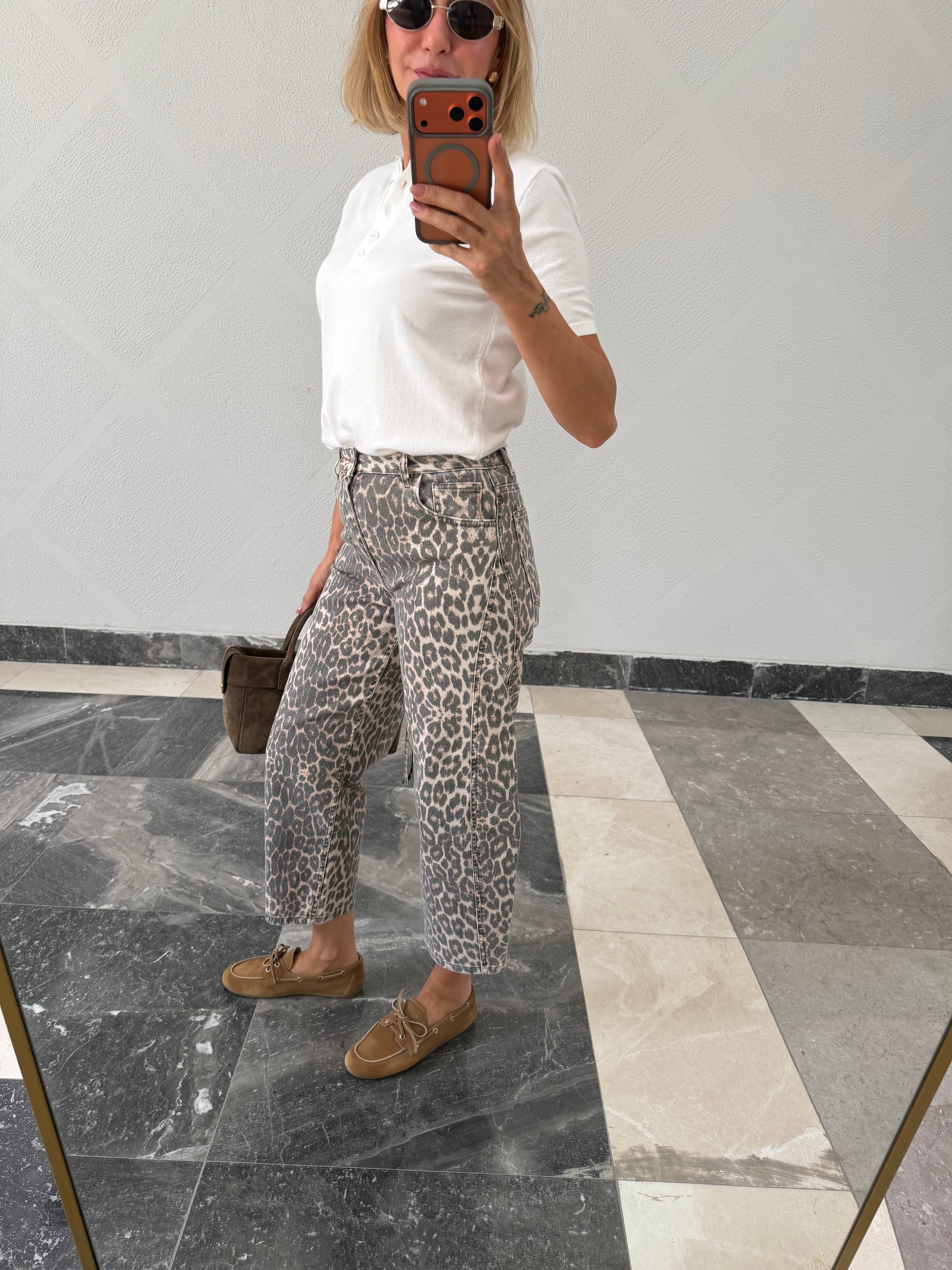 Velvet Leopar Barrel Denim