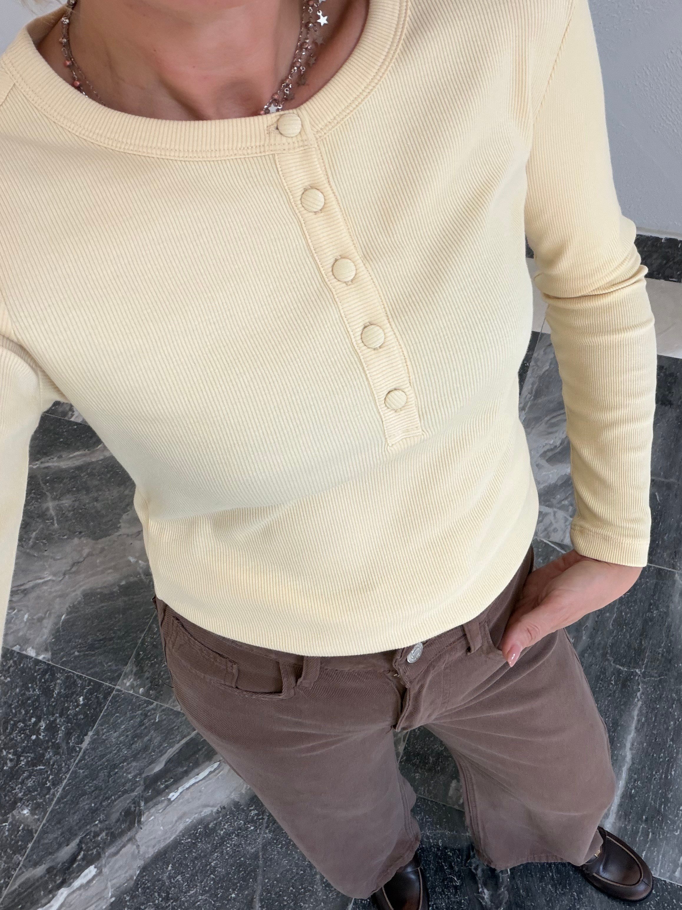 Velvet Yarım Düğmeli Tereyağ Basic