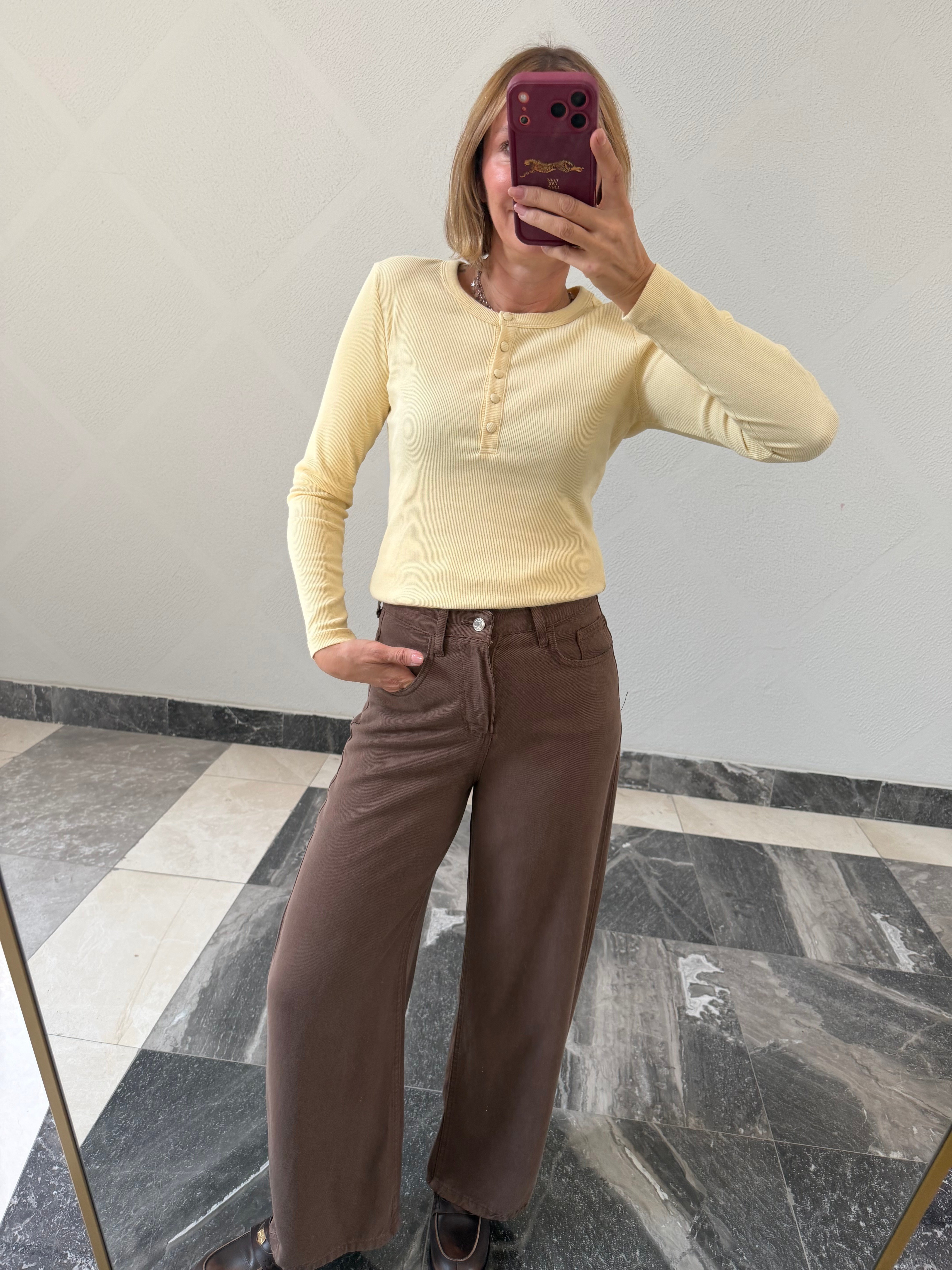 Velvet Yarım Düğmeli Tereyağ Basic
