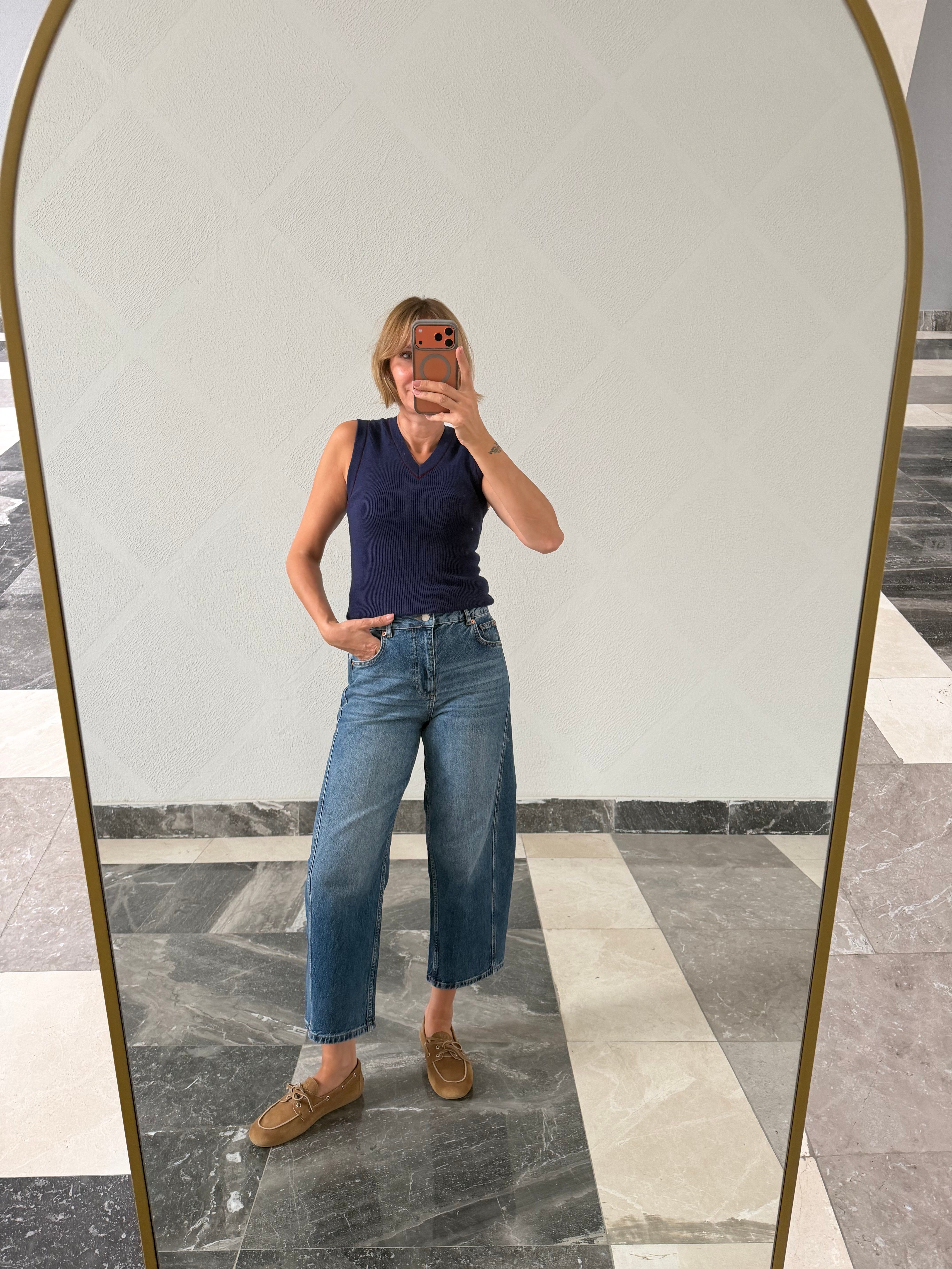 Velvet Yıkamalı Barrel Denim