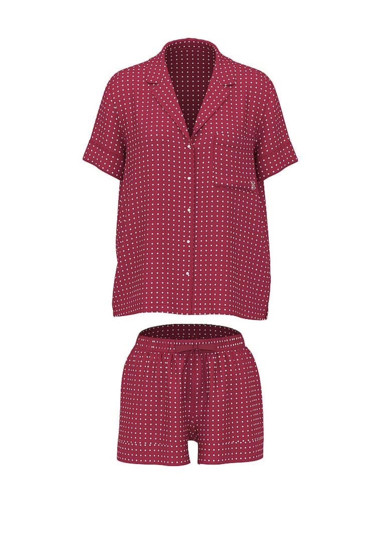 V&S Saten Şort Gömlek Pijama Takımı
