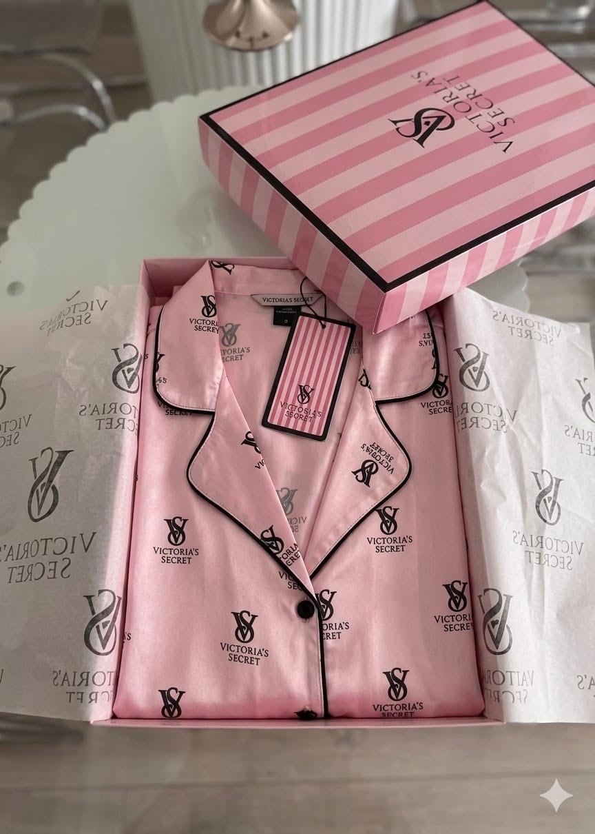 V&S Saten Viral  Desenli  Şort Gömlek Pijama Takımı