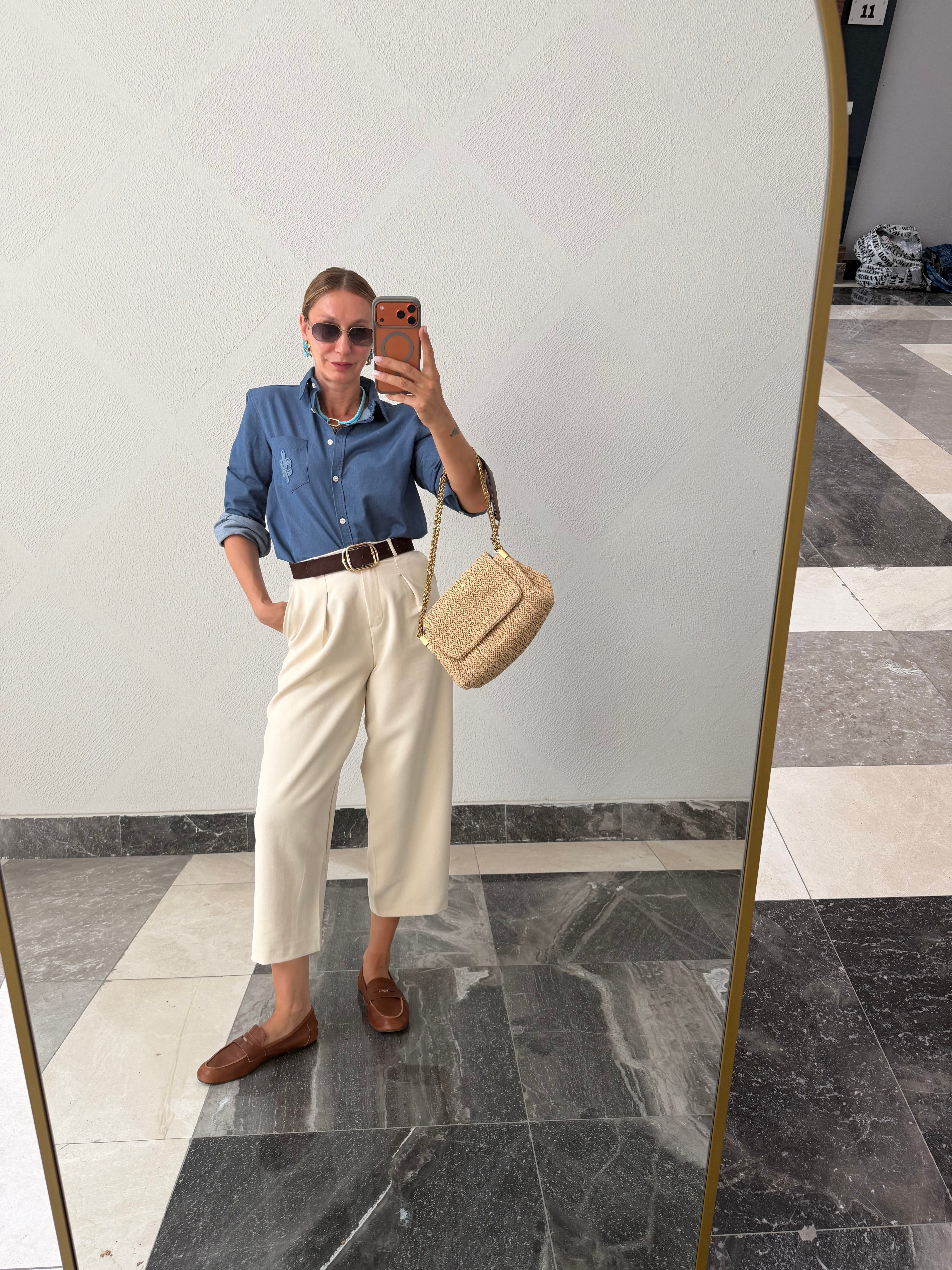 Work Denim Görünümlü Açık Gömlek