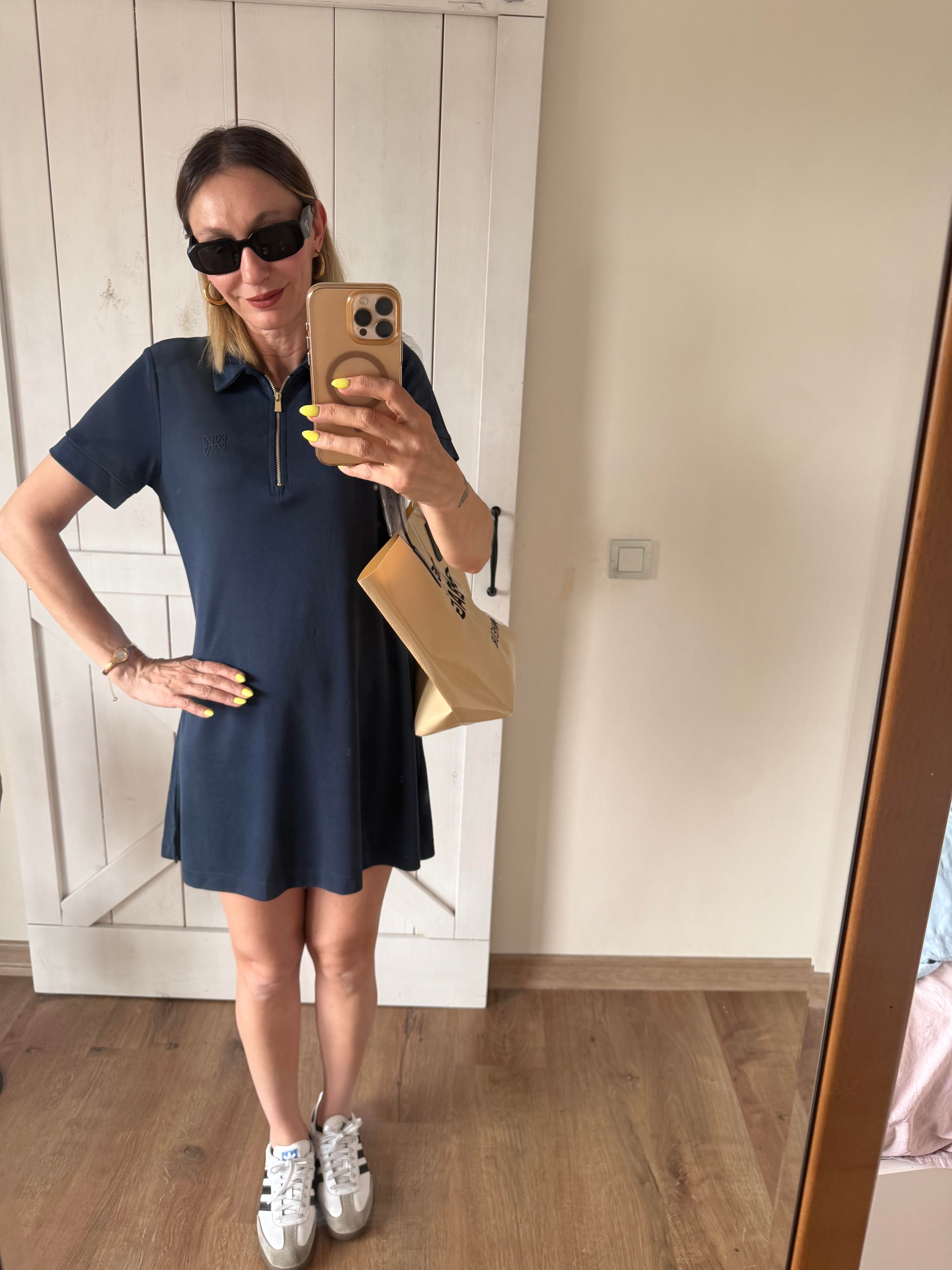 Work Moda Polo Yaka Siyah Elbise